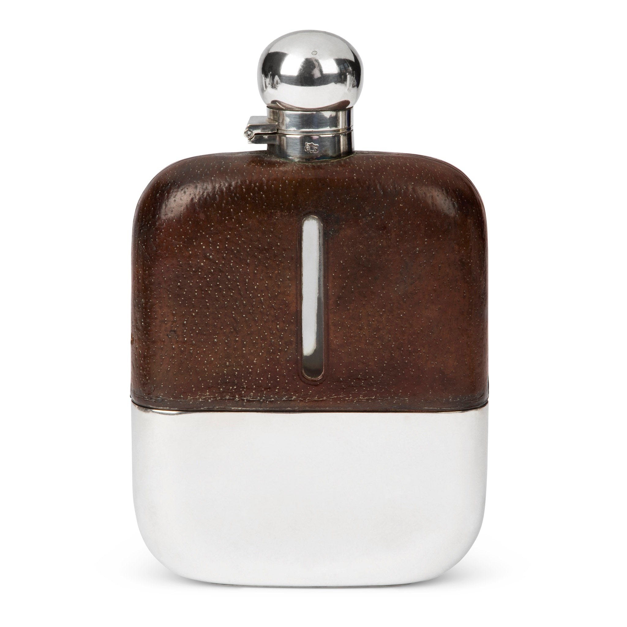 Large James Dixon & Sons Silver and Leather Flask