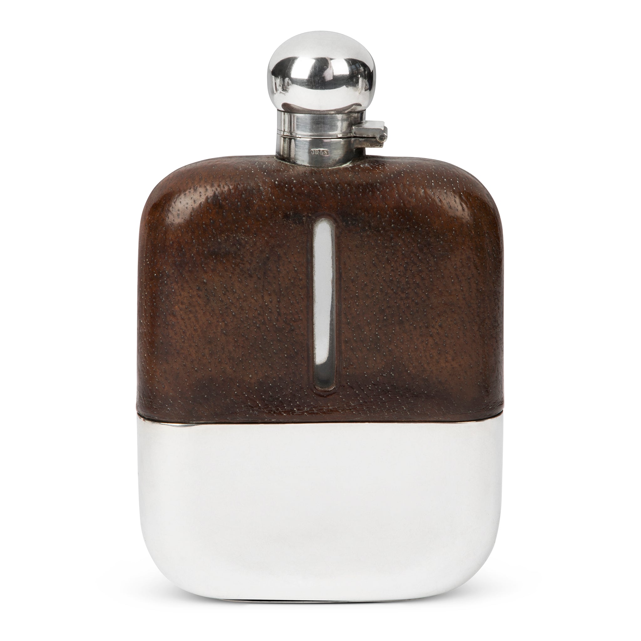 Large James Dixon & Sons Silver and Leather Flask