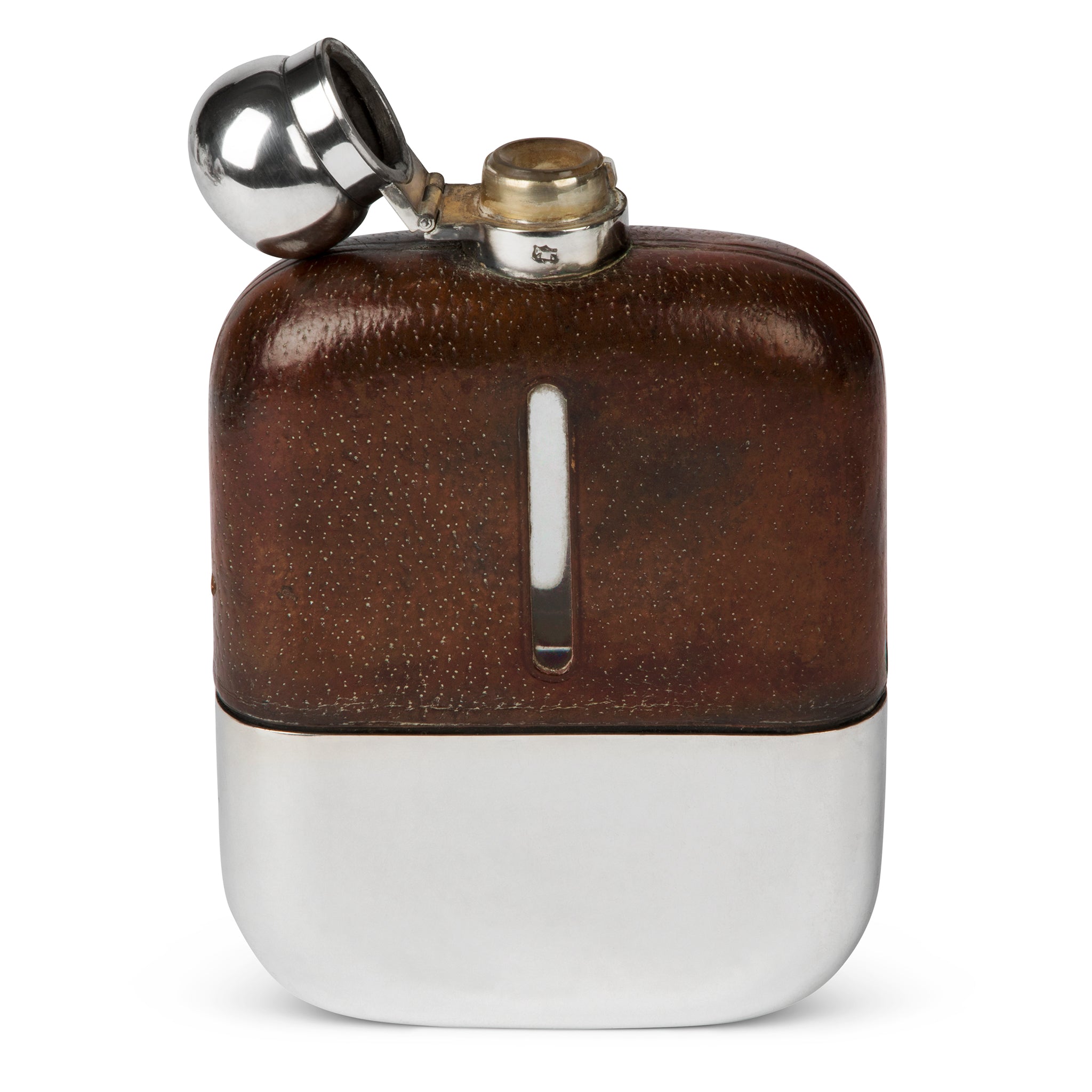 Large James Dixon & Sons Silver and Leather Flask