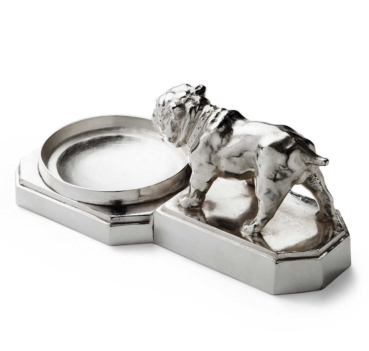 Large Silver-Plated Bulldog Cigar Ashtray