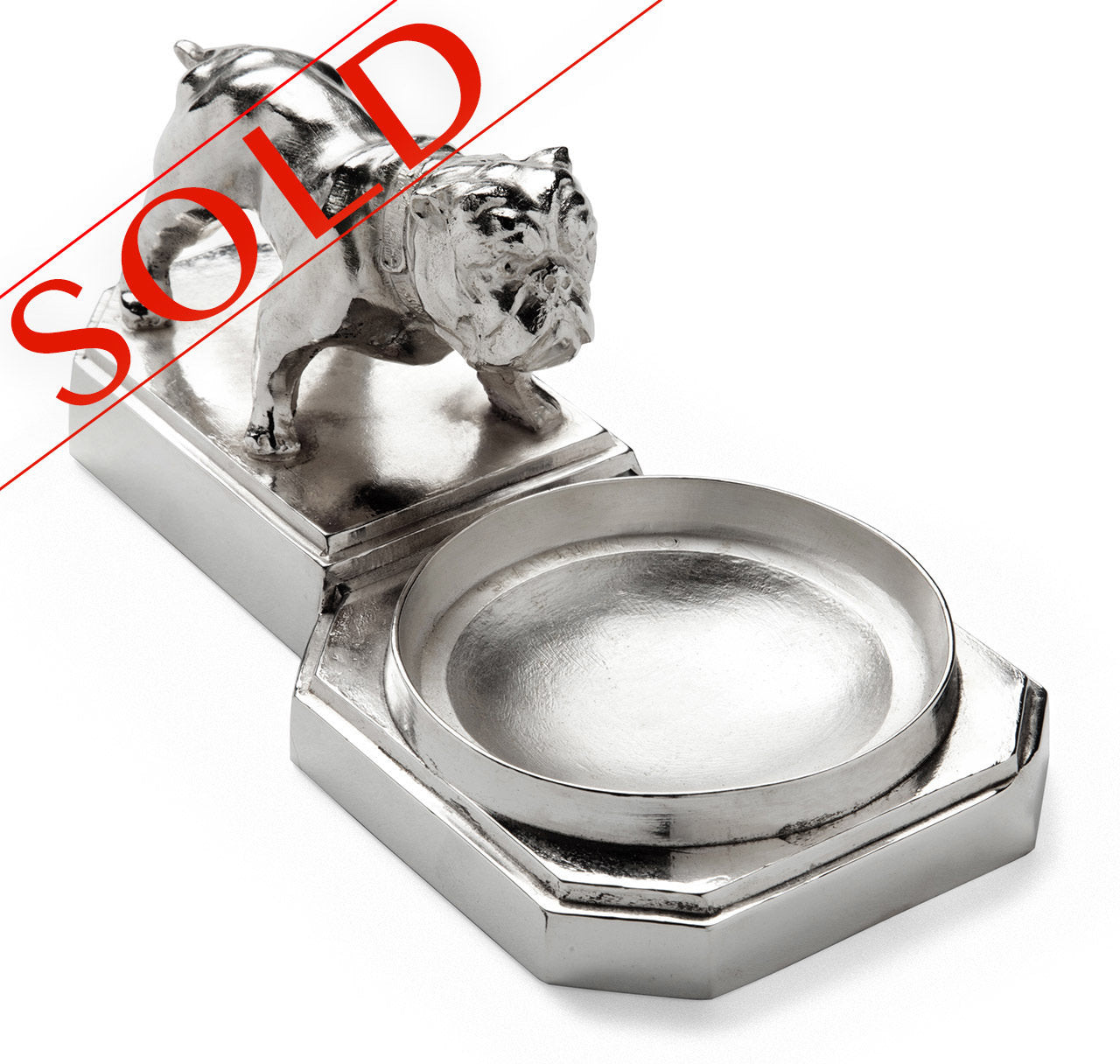 Large Silver-Plated Bulldog Cigar Ashtray