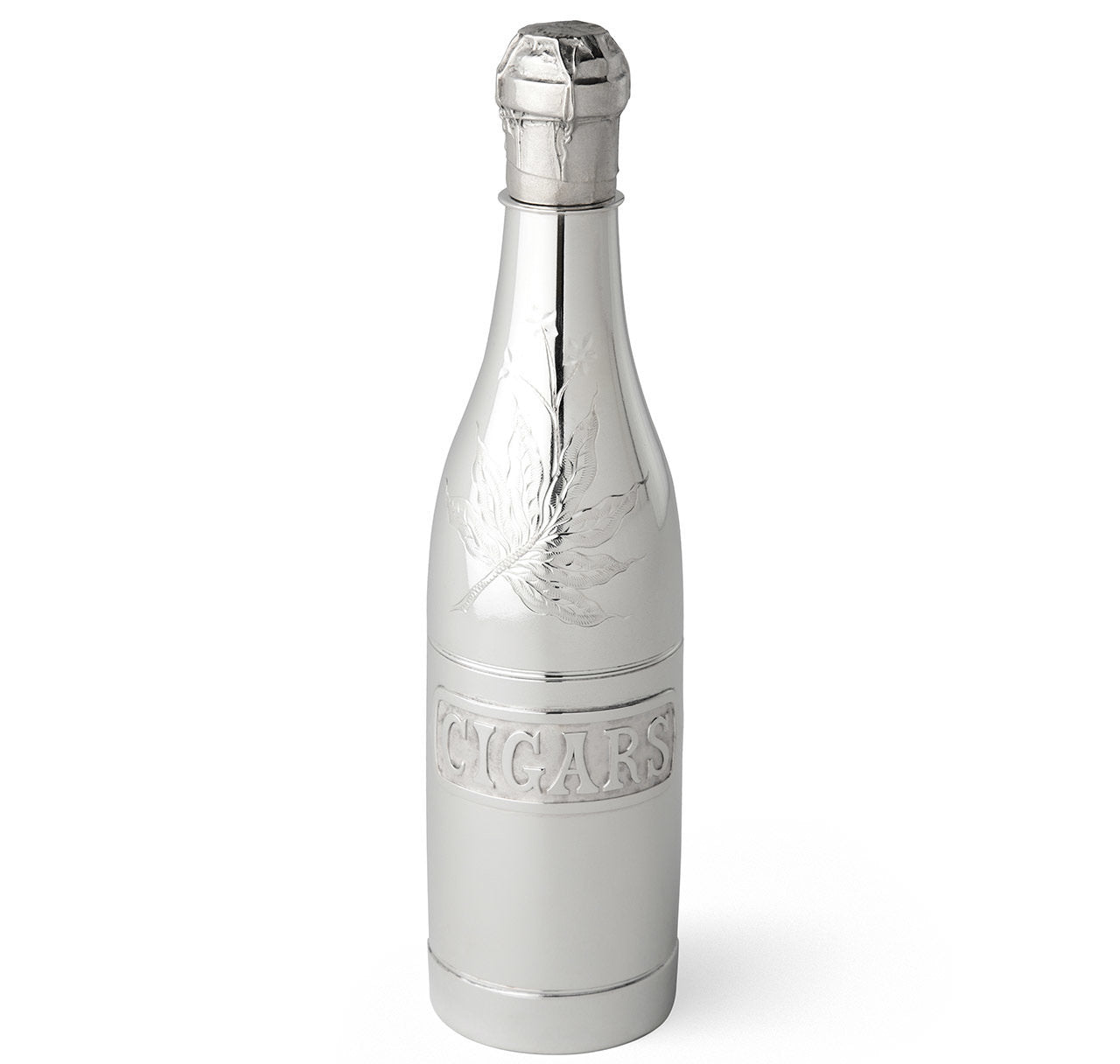 Pairpoint Silver-Plated Champagne Bottle Form Cigar Humidor