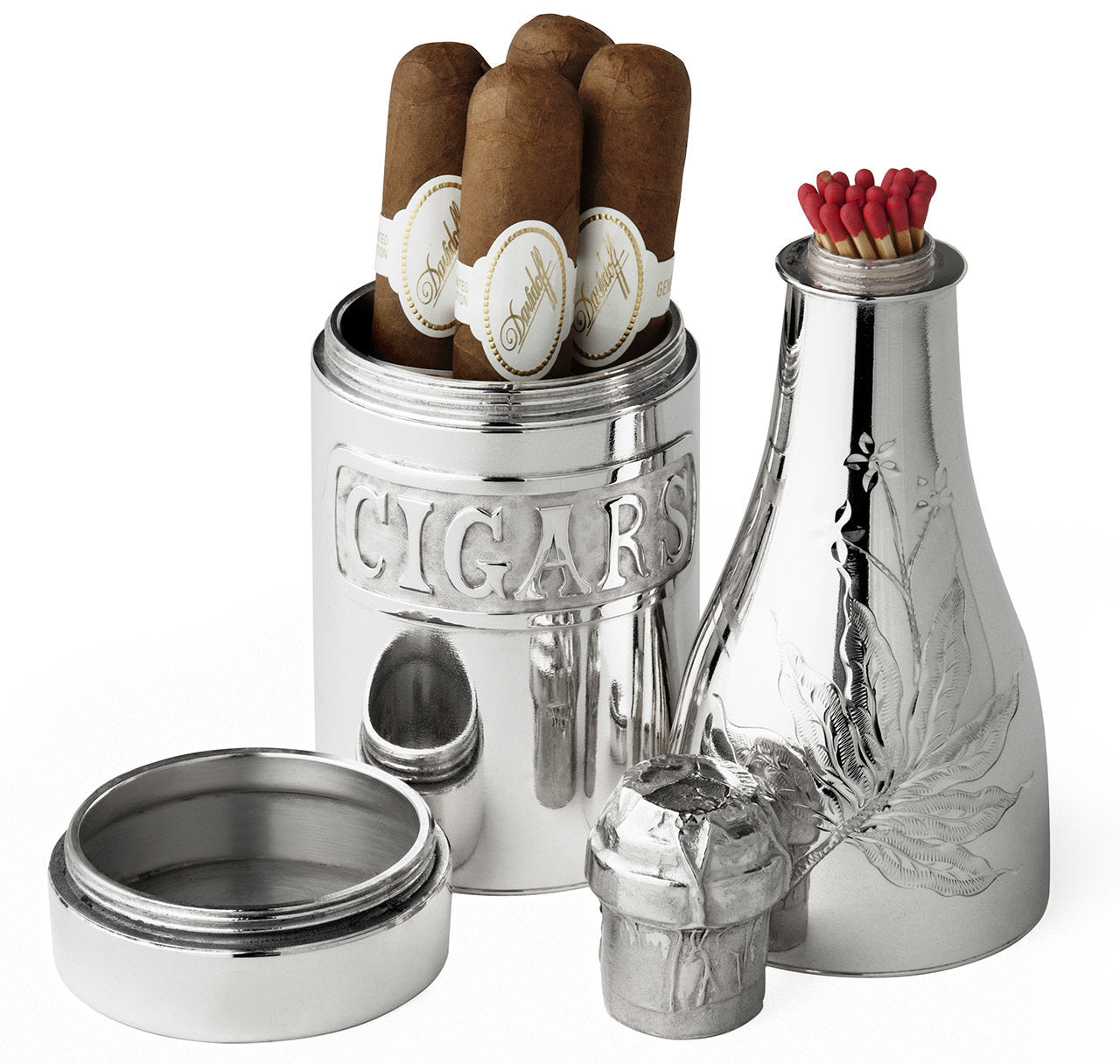 Pairpoint Silver-Plated Champagne Bottle Form Cigar Humidor