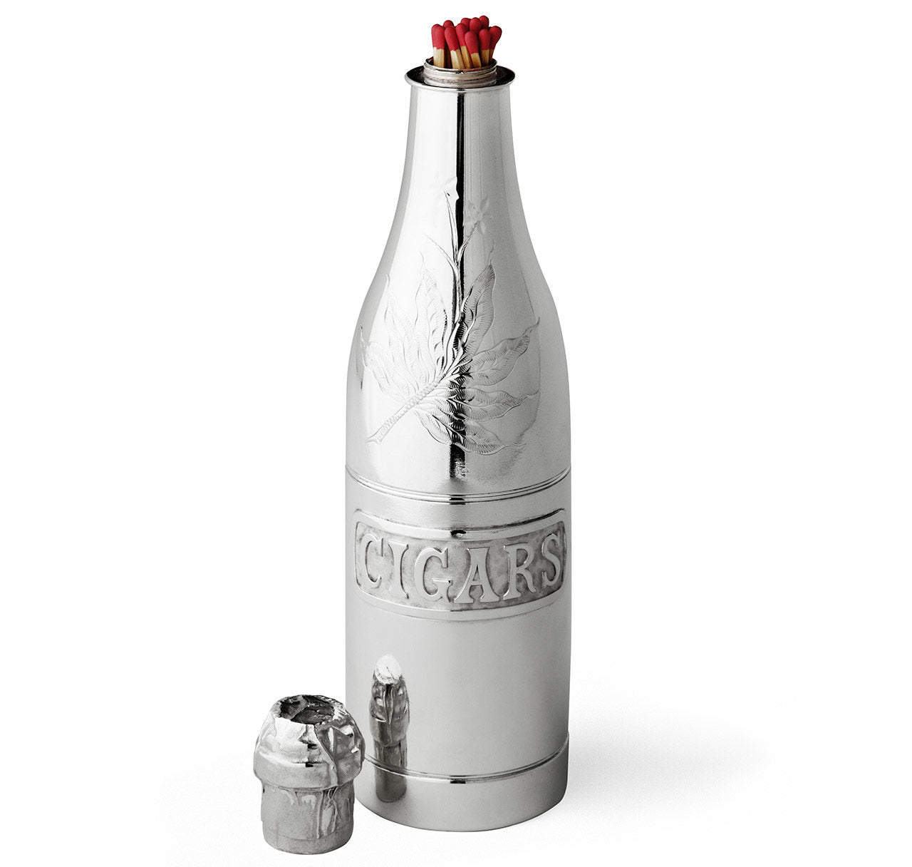 Pairpoint Silver-Plated Champagne Bottle Form Cigar Humidor