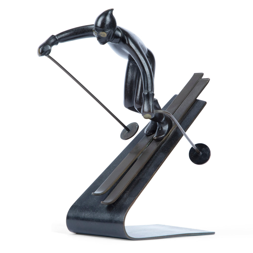 Richard Rohac Richard Rohac Mid-Century Vienna Bronze Large Skier Sculpture