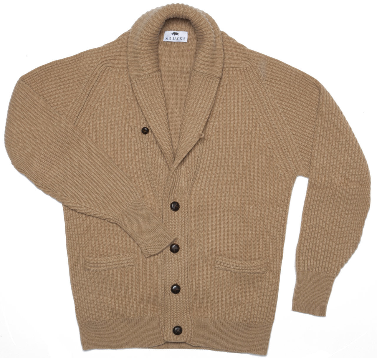 Cashmere Shawl Cardigan Sweater in Brown Sugar