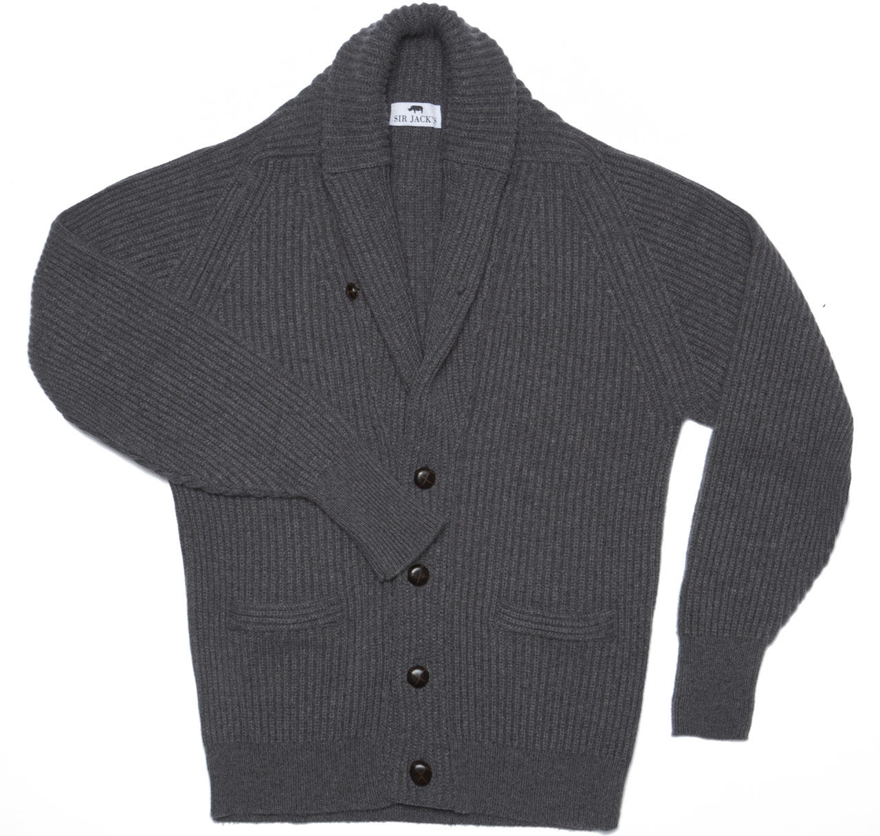Cashmere Shawl Cardigan Sweater in Grey