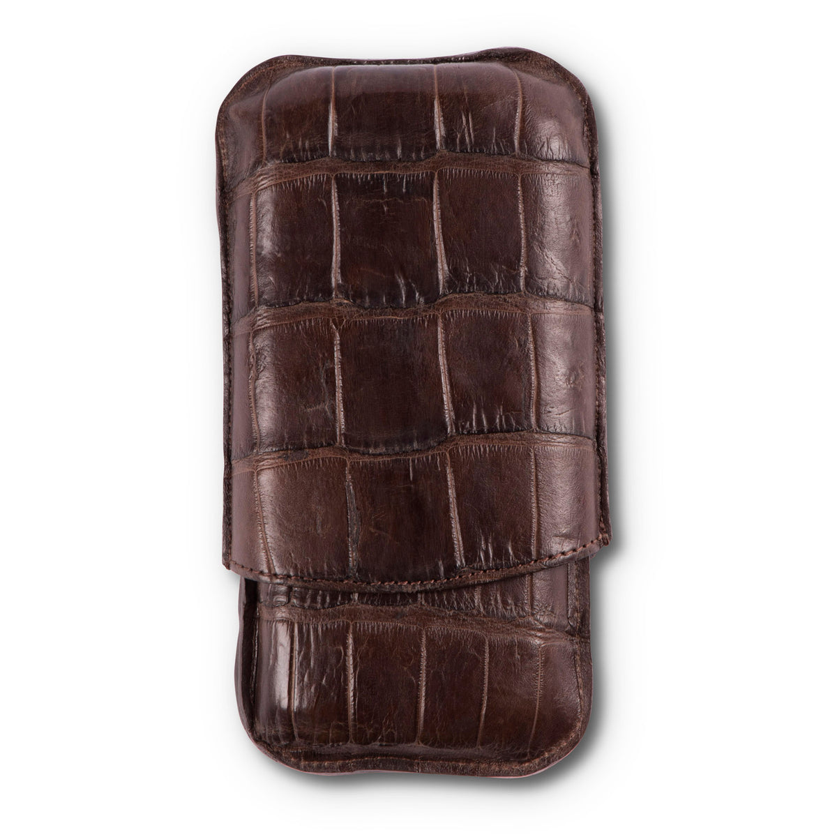 alligator cigarette case Chocolate Brown Alligator Leather Three Cigar Case