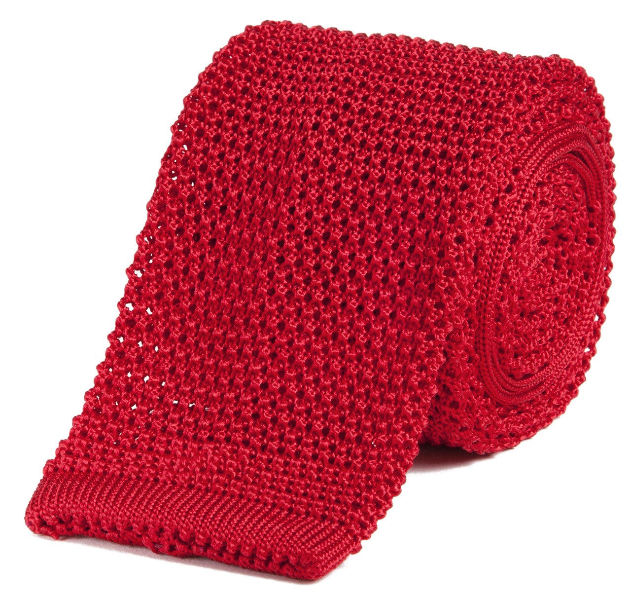 Sir Jack's Classic Knit Silk Tie in Fire Engine Red
