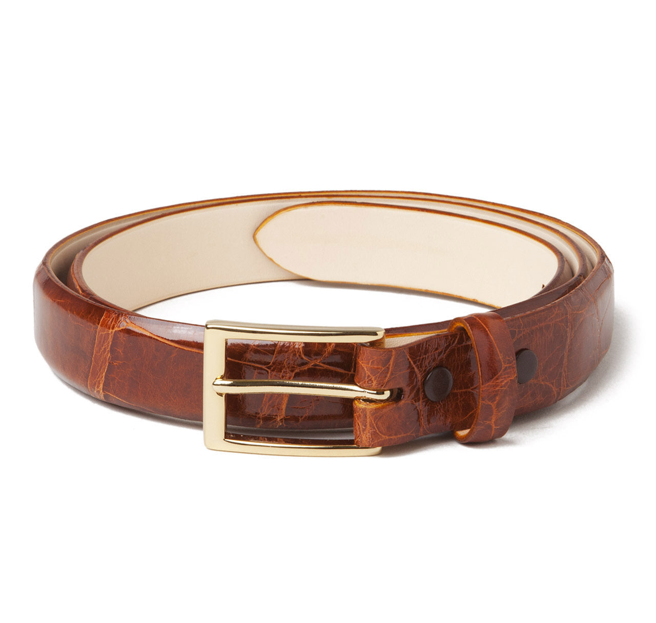 Sir Jack's Glazed Alligator Belt in Cognac