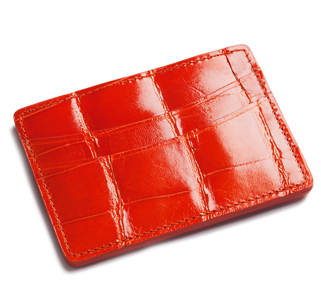 Glazed Orange Alligator Card Holder