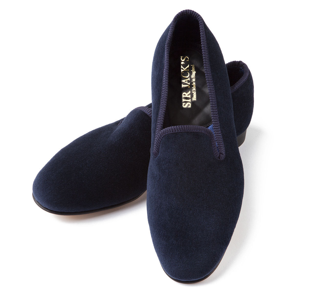 Navy Albert Velvet Slippers