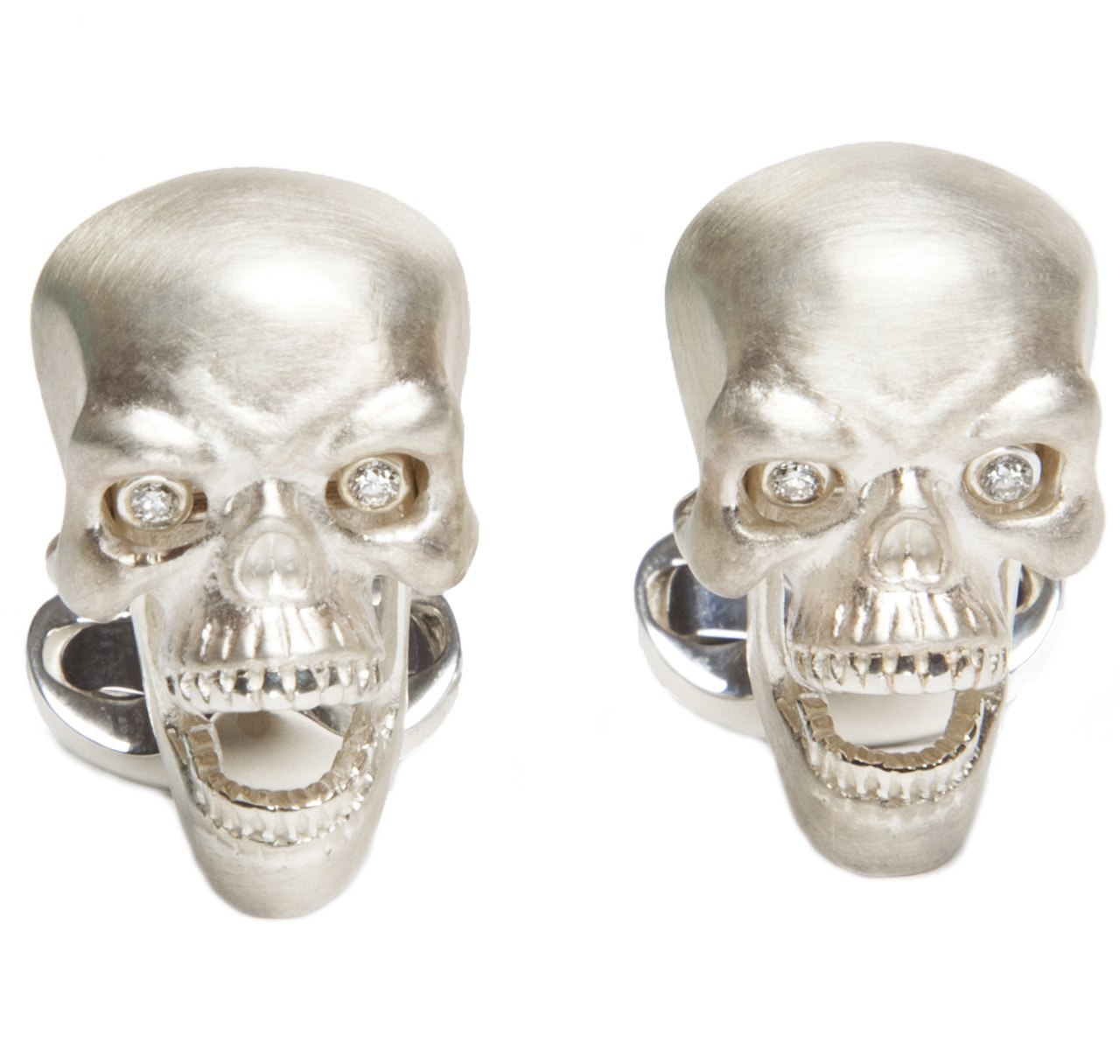 Sterling Silver Skull & Diamond Eyes Cufflinks