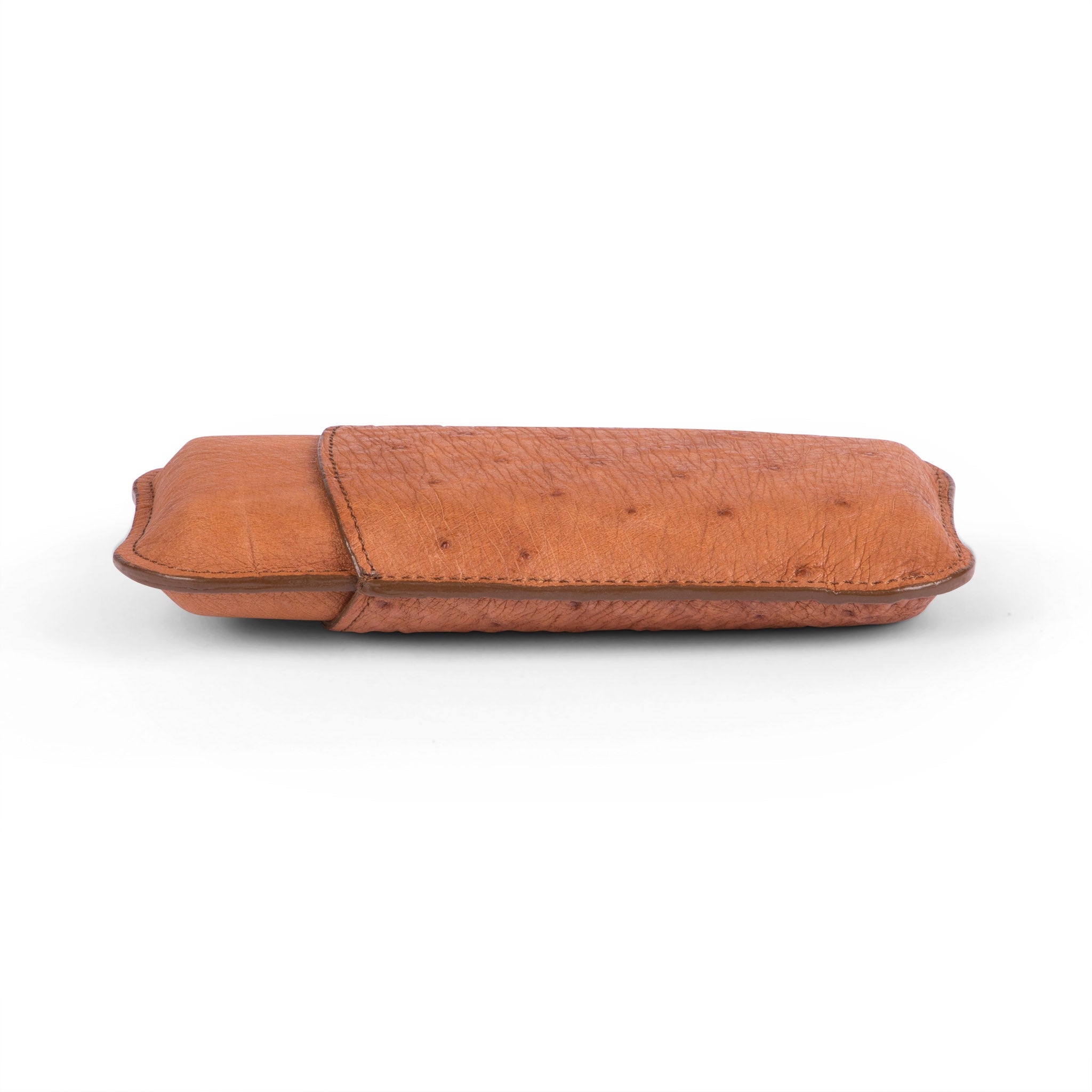 Sir Jack's Tan Ostrich Leather Three Cigar Case