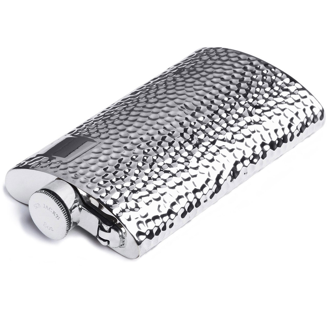 8oz Pewter Hammered Kidney Captive Top Flask 