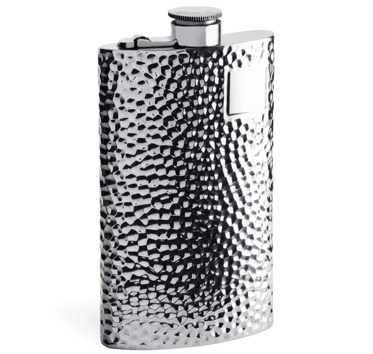 8oz Pewter Hammered Kidney Captive Top Flask 