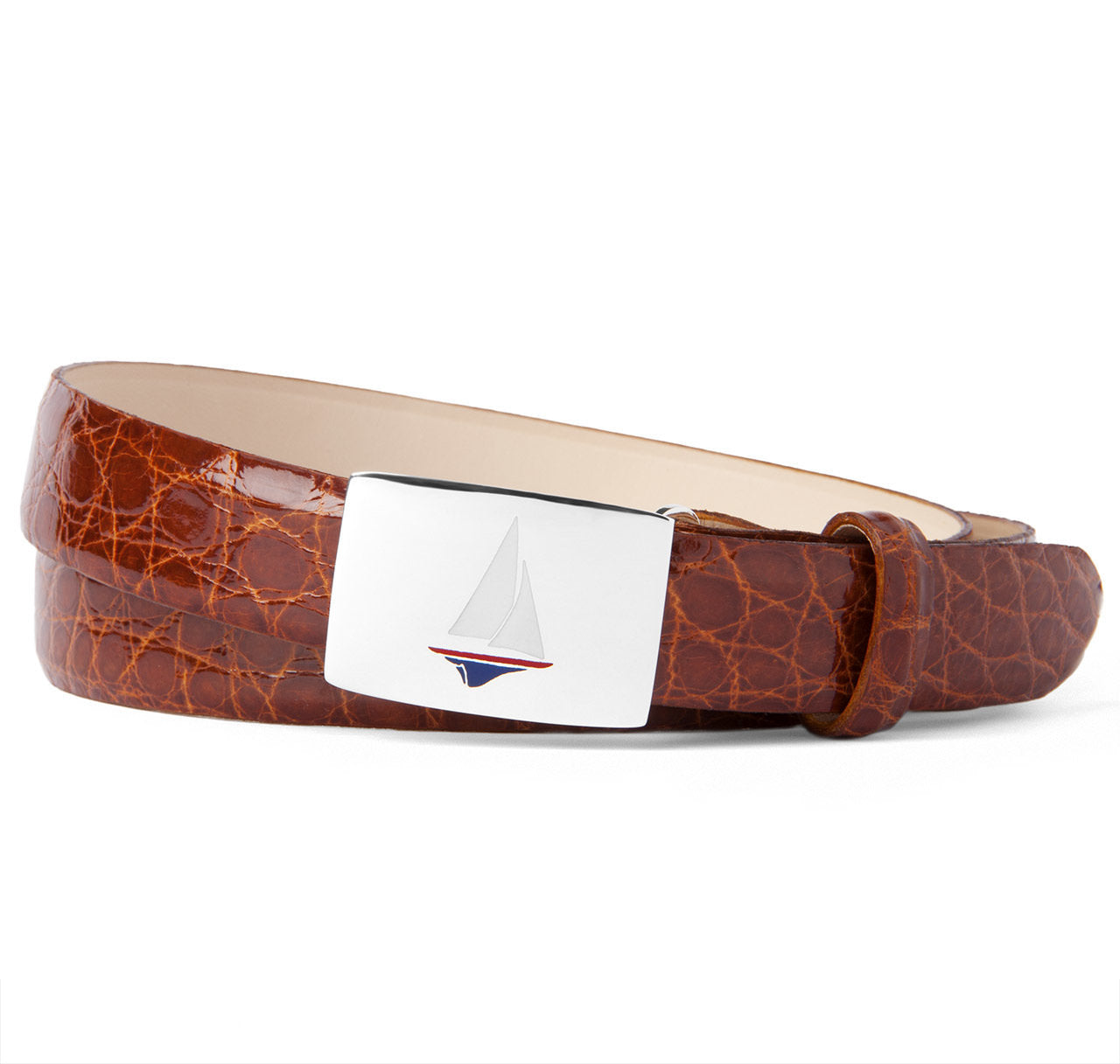 Glazed Cognac Alligator 1" Belt Strap