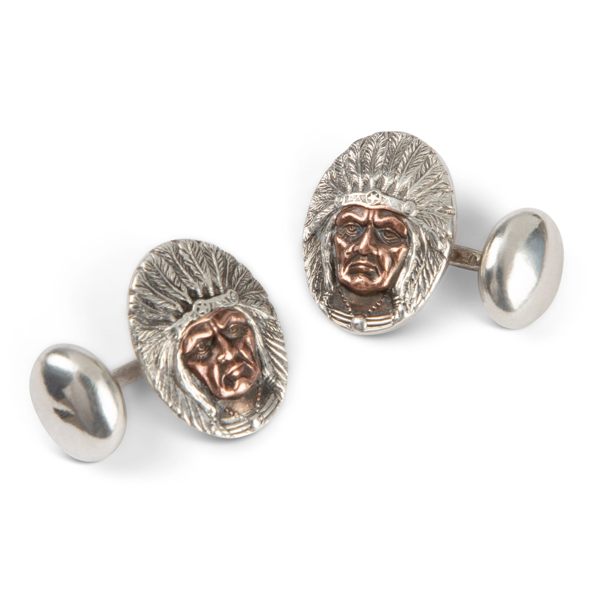Sterling & Copper Indian Chief Cufflinks