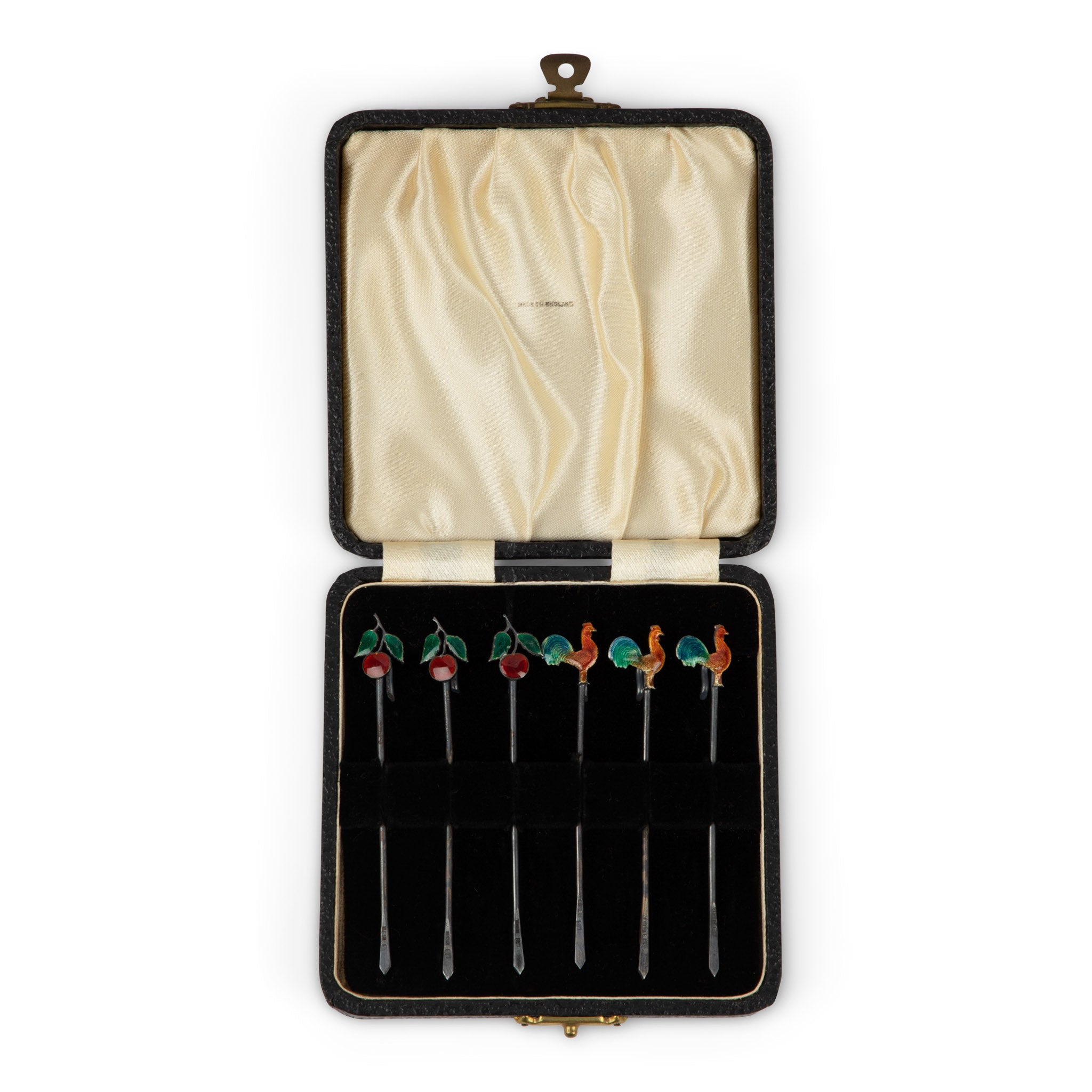 Sterling Cherry & Rooster Cocktail Pick Set