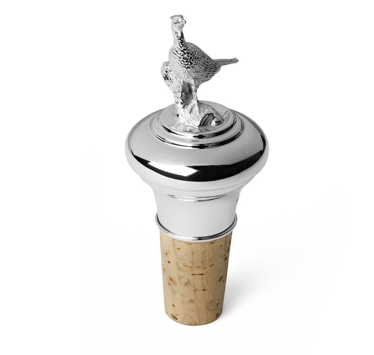 Sterling Silver Pheasant Bottle Stopper