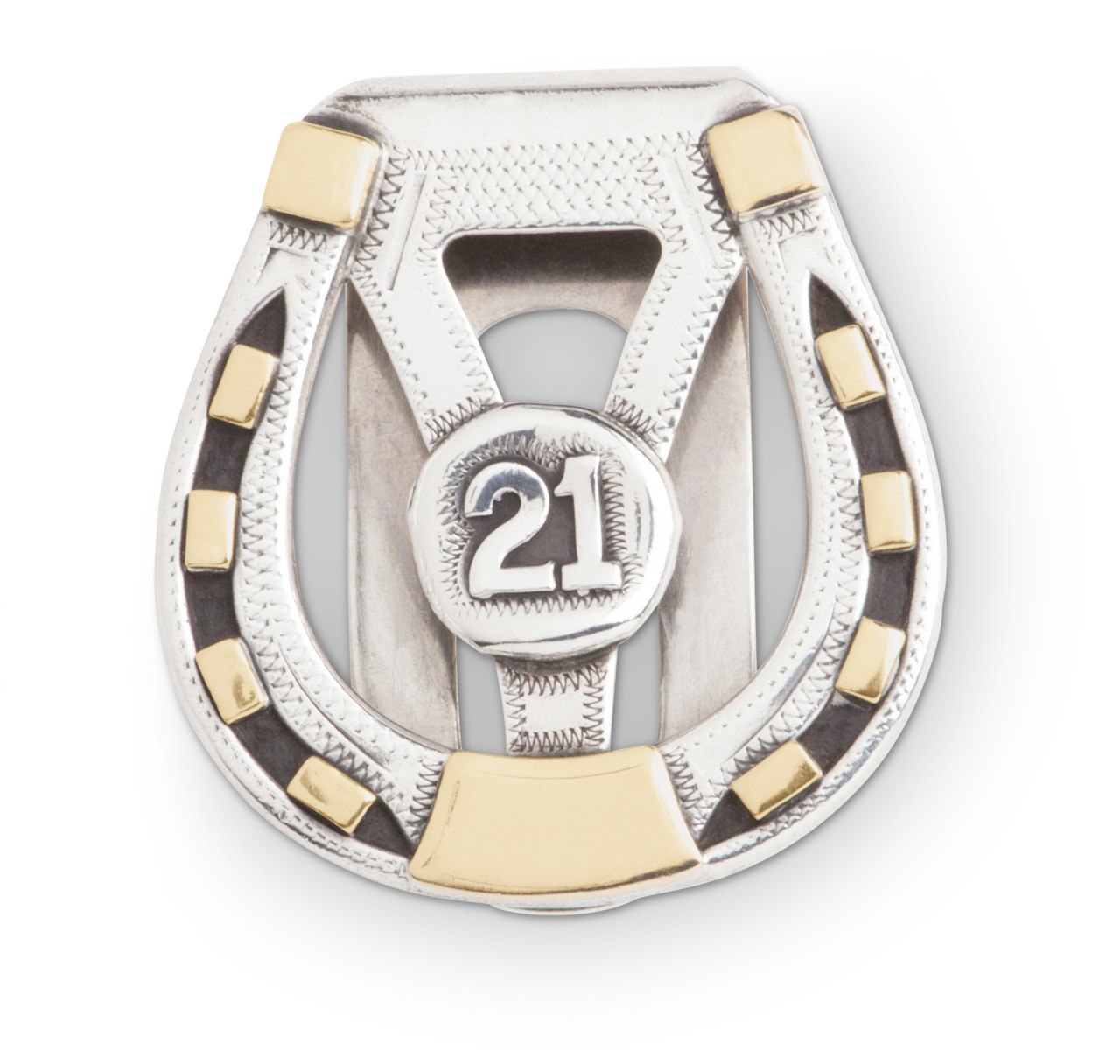 Sterling Silver & Gold Horseshoe "21 Club" Money Clip