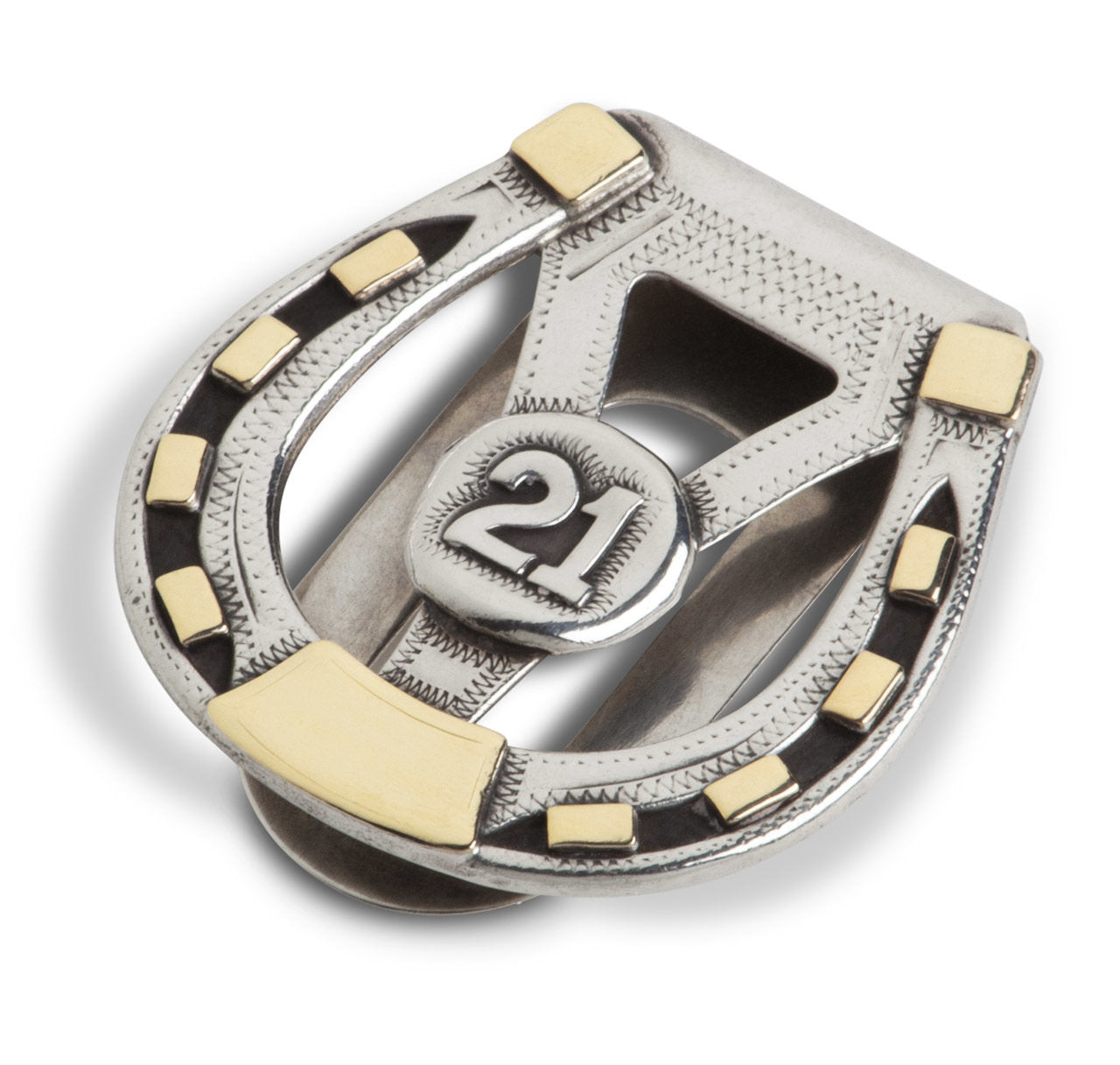 Sterling Silver & Gold Horseshoe "21 Club" Money Clip