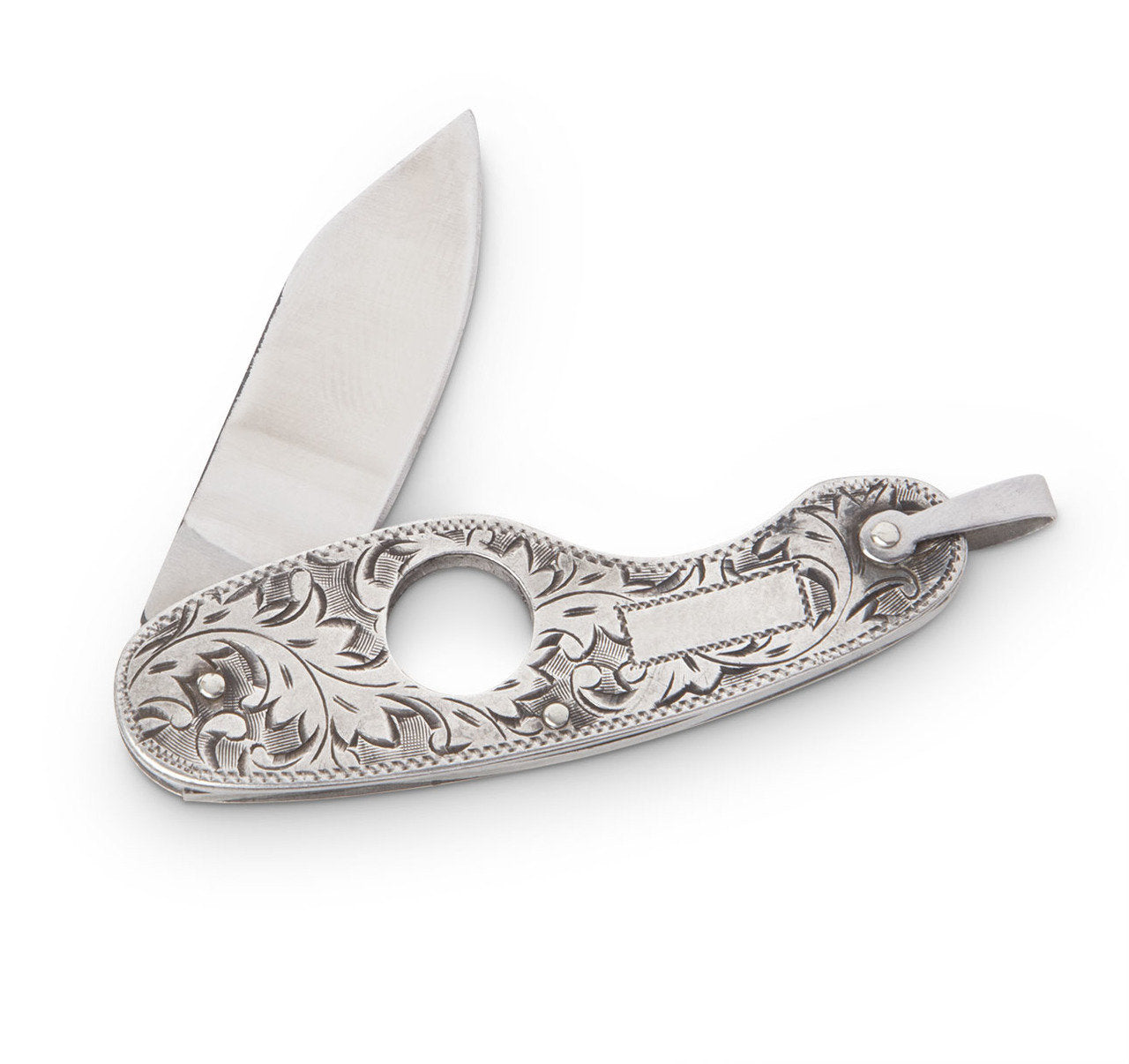 Vintage Sterling Silver Engraved Cigar Pocket Knife