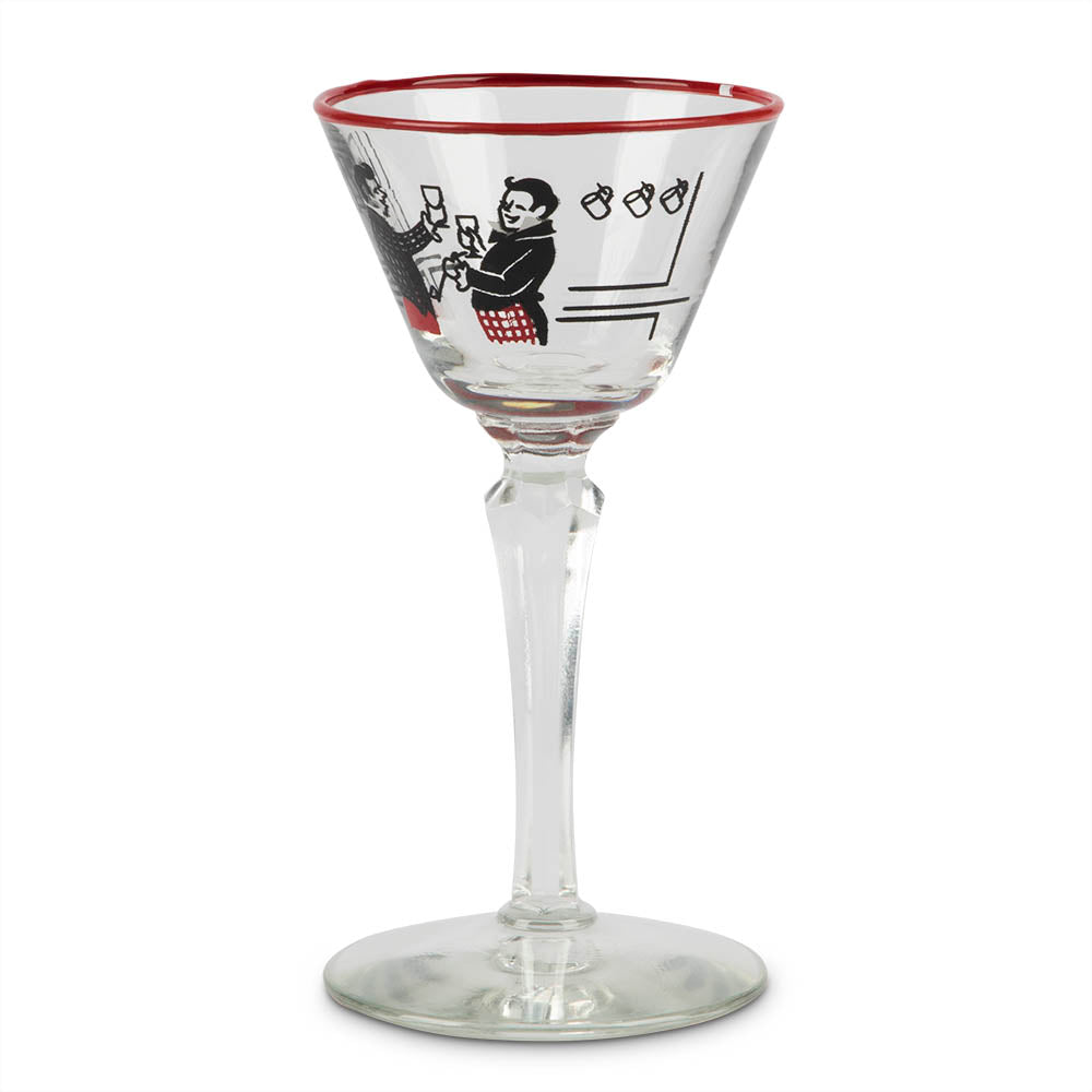 Vintage Painted Martini Cocktail Glass