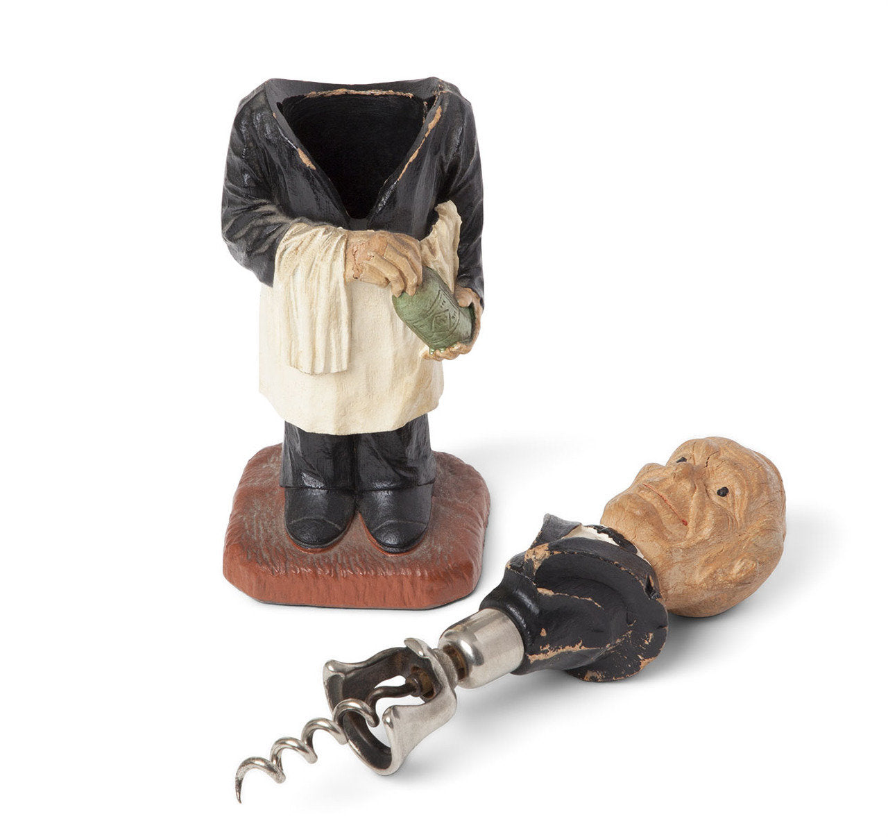 Vintage Syroco Figural Wooden Waiter Corkscrew