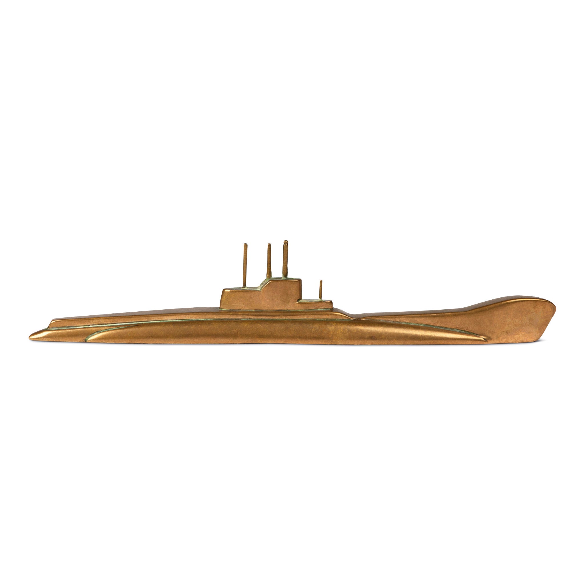 Trench Art WWII Brass Submarine Paperweight