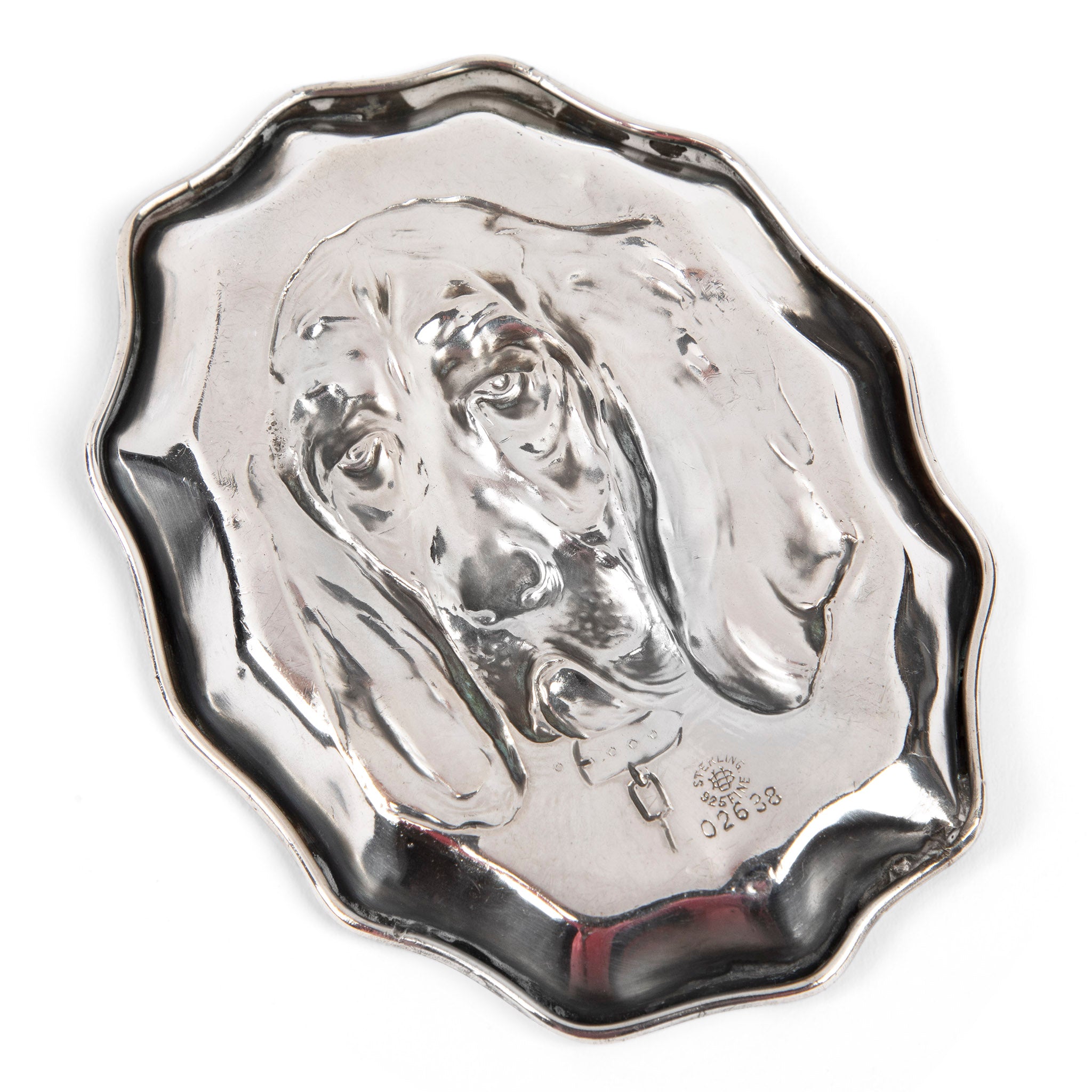 Unger Brothers Sterling Silver Hound Cigar Ashtray