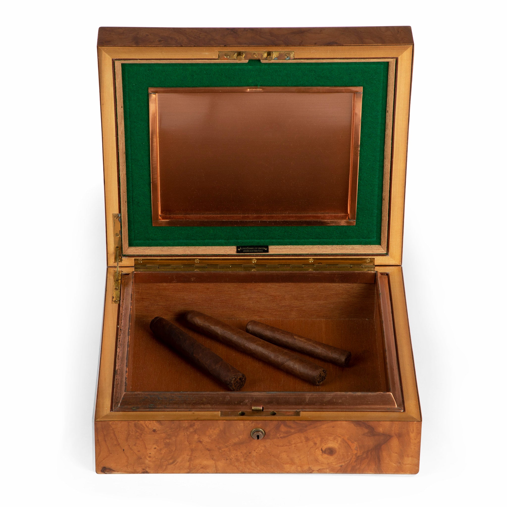 Vintage Alfred Dunhill Burl Wood Cigar Humidor
