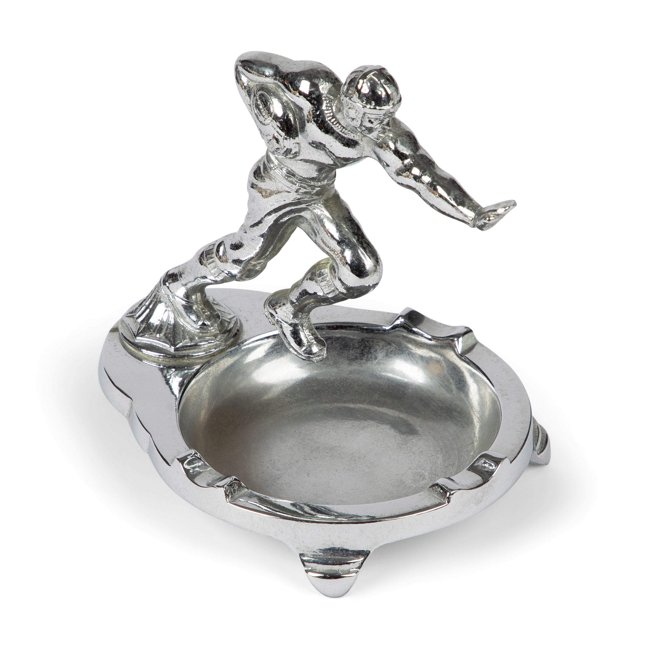 Vintage Chrome Football Ashtray