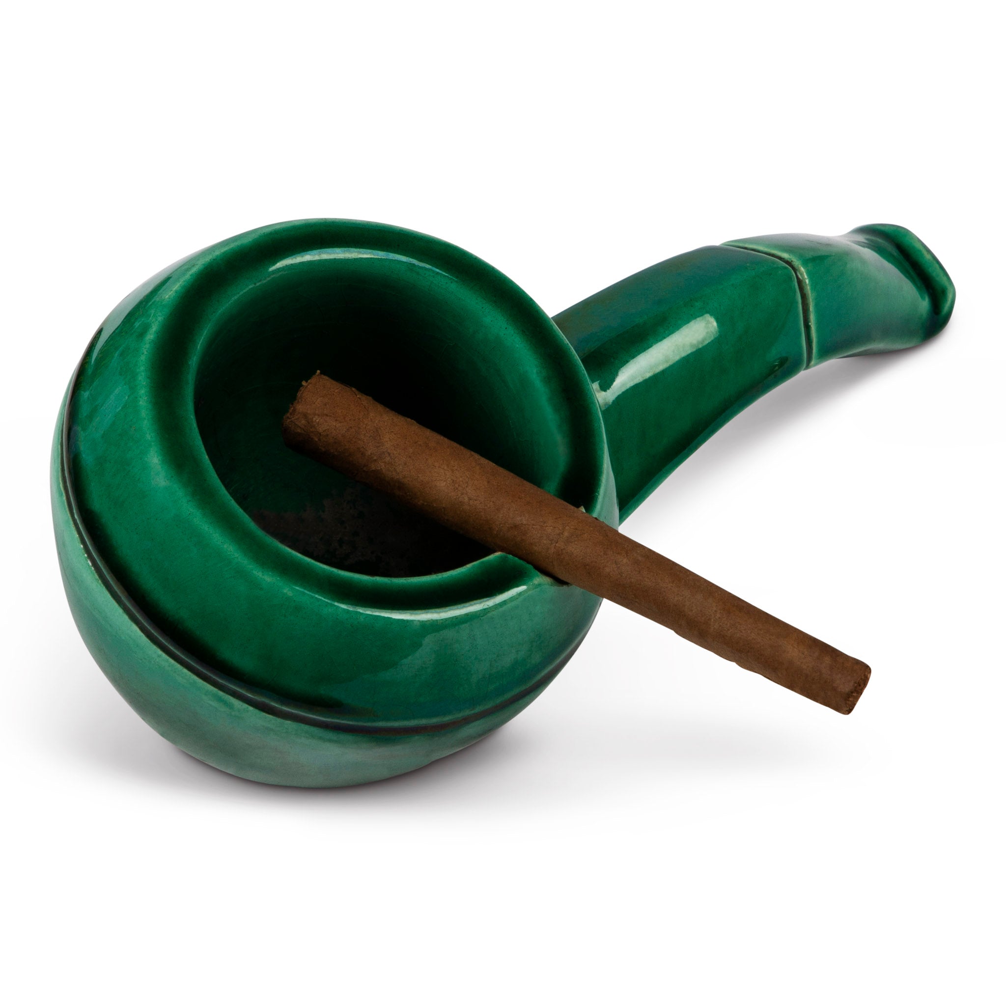 Vintage Dunhill Green Pipe Form Ashtray