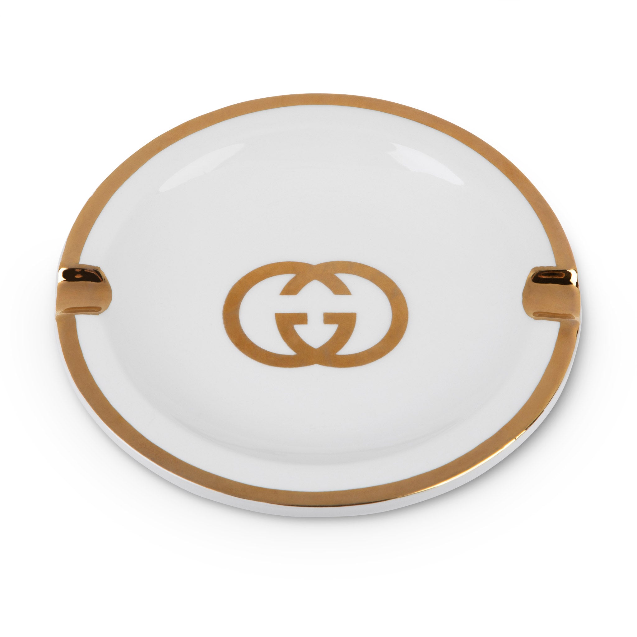 Vintage Gucci Porcelain Gold Trim Ashtray Dish