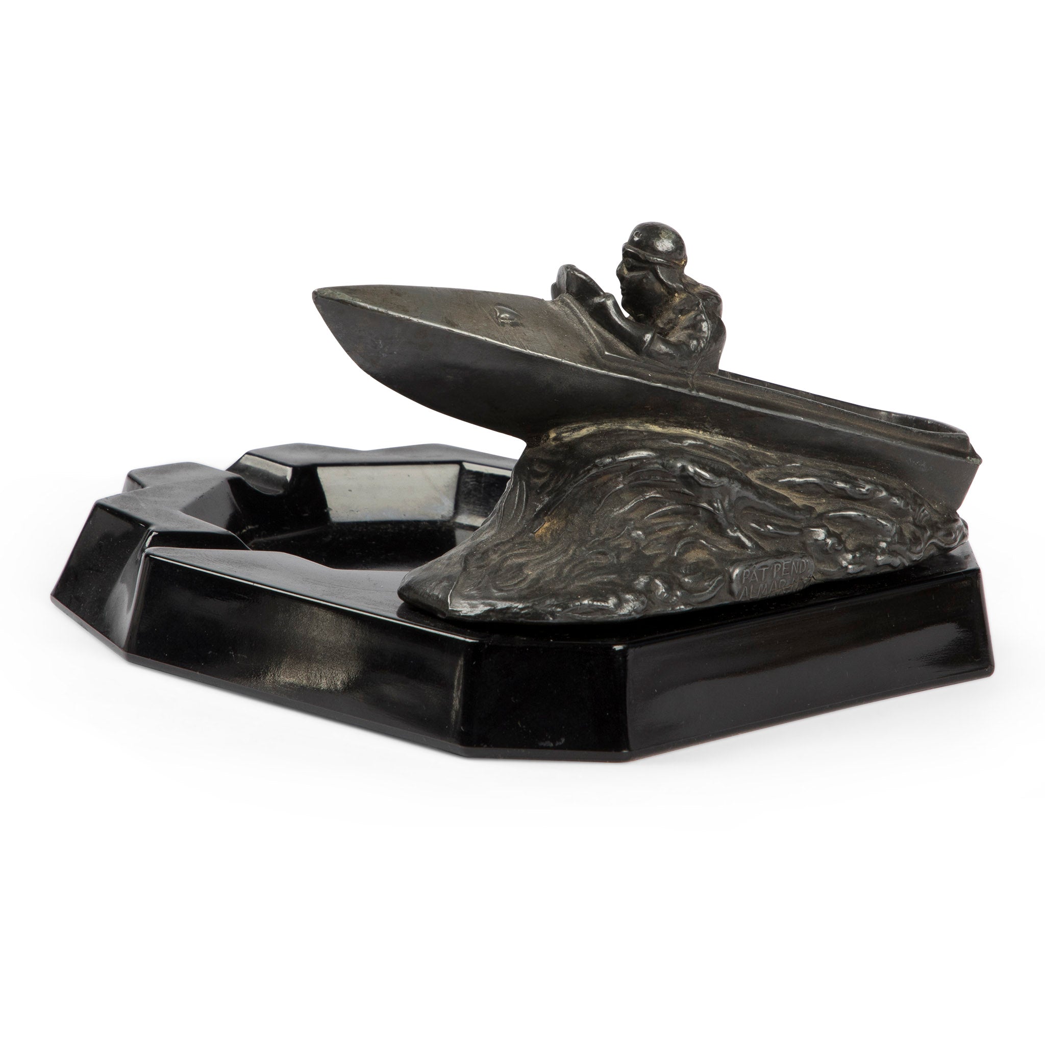 Vintage Obsidian Boat Race Ashtray