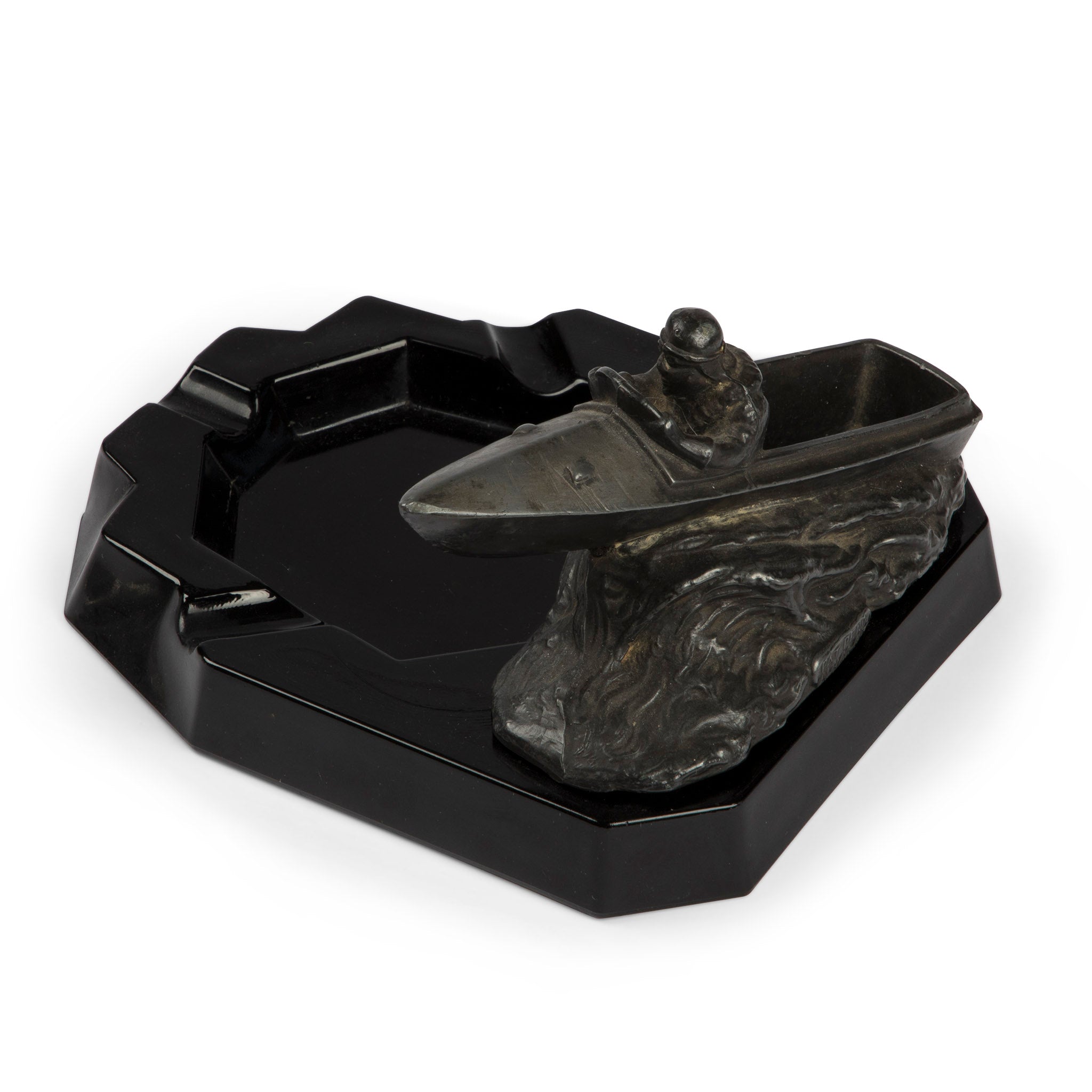 Vintage Obsidian Boat Race Ashtray