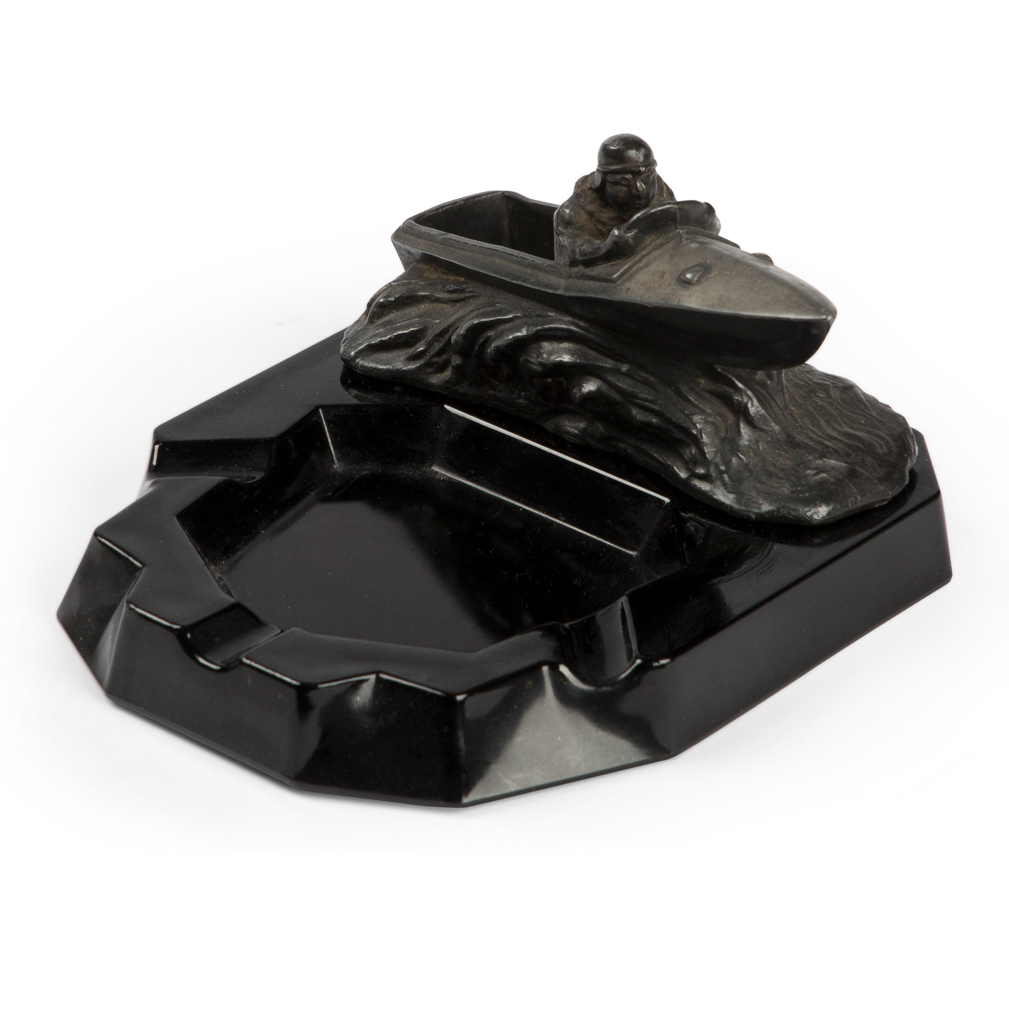 Vintage Obsidian Boat Race Ashtray