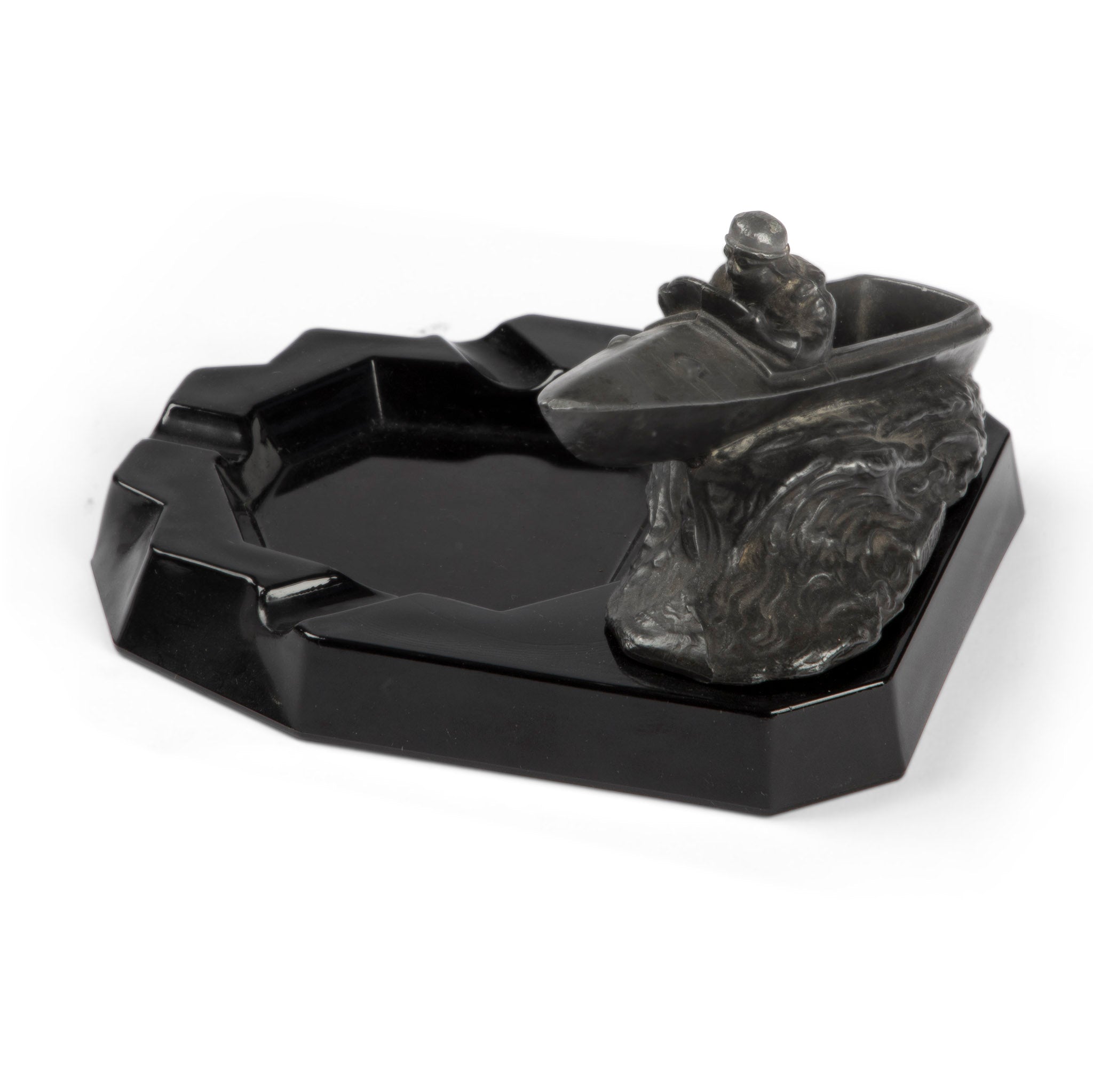 Vintage Obsidian Boat Race Ashtray