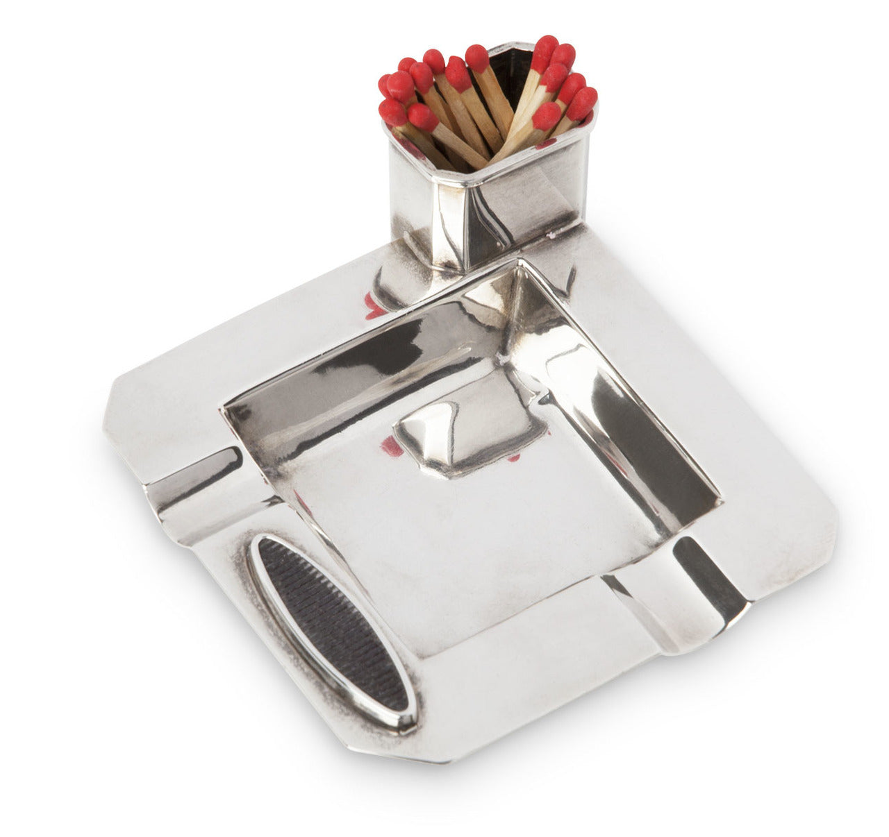 English Sterling Silver Ashtray and Match Striker
