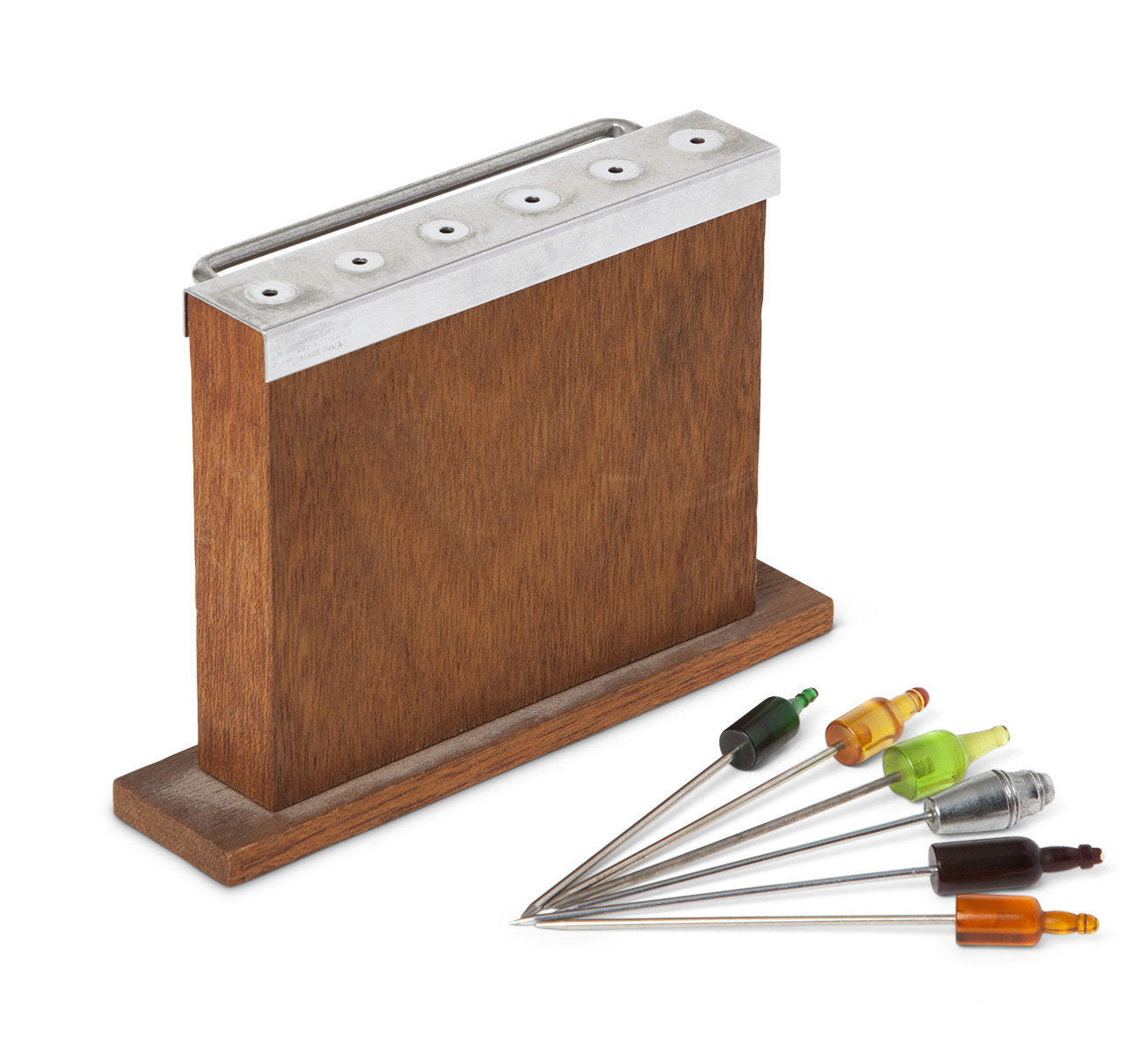 Wonder Bar Wood and Chrome Cocktail Pick Holder