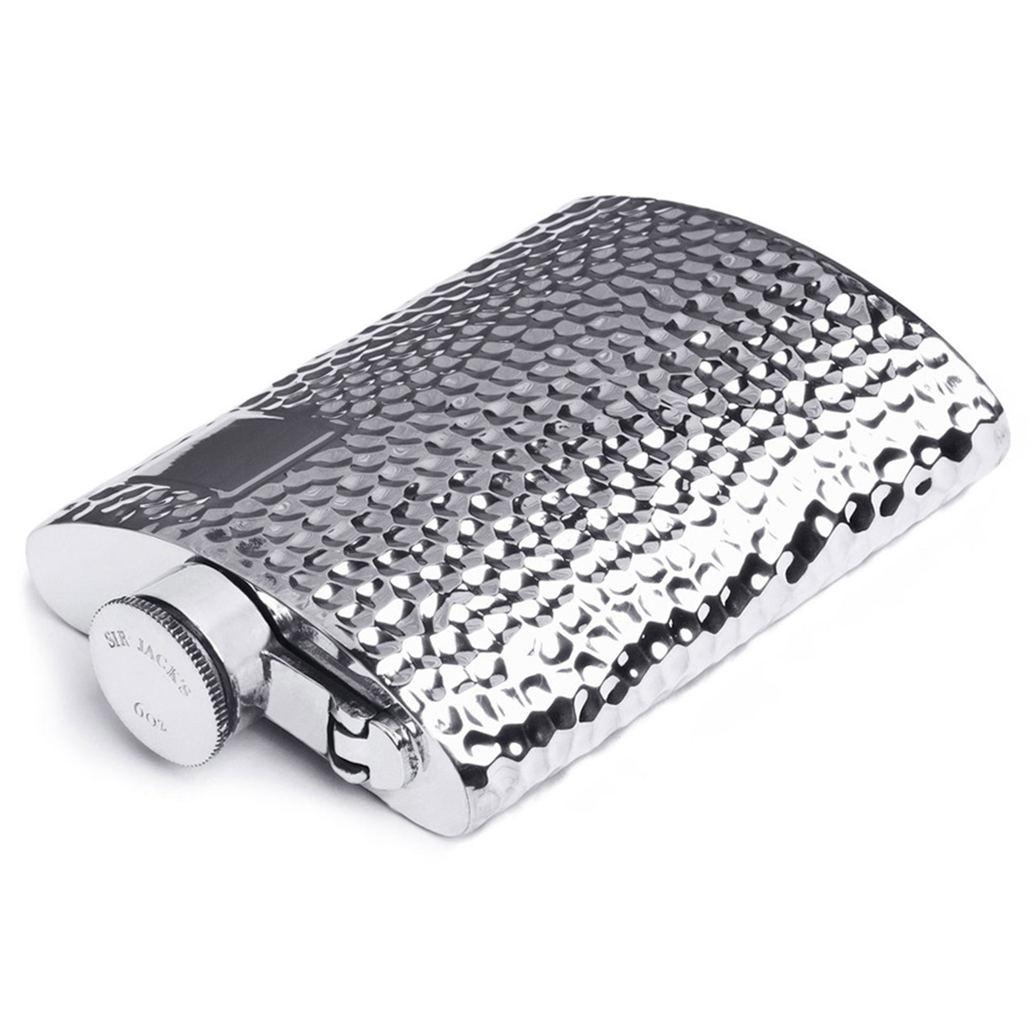 6oz Pewter Hammered Kidney Captive Top Flask