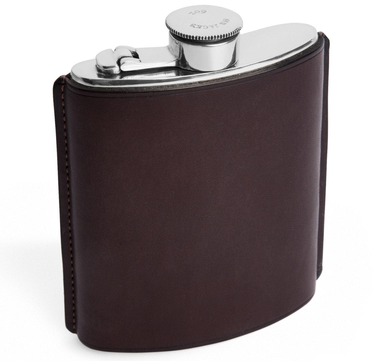 6oz Brown Leather Kidney Captive Top Flask
