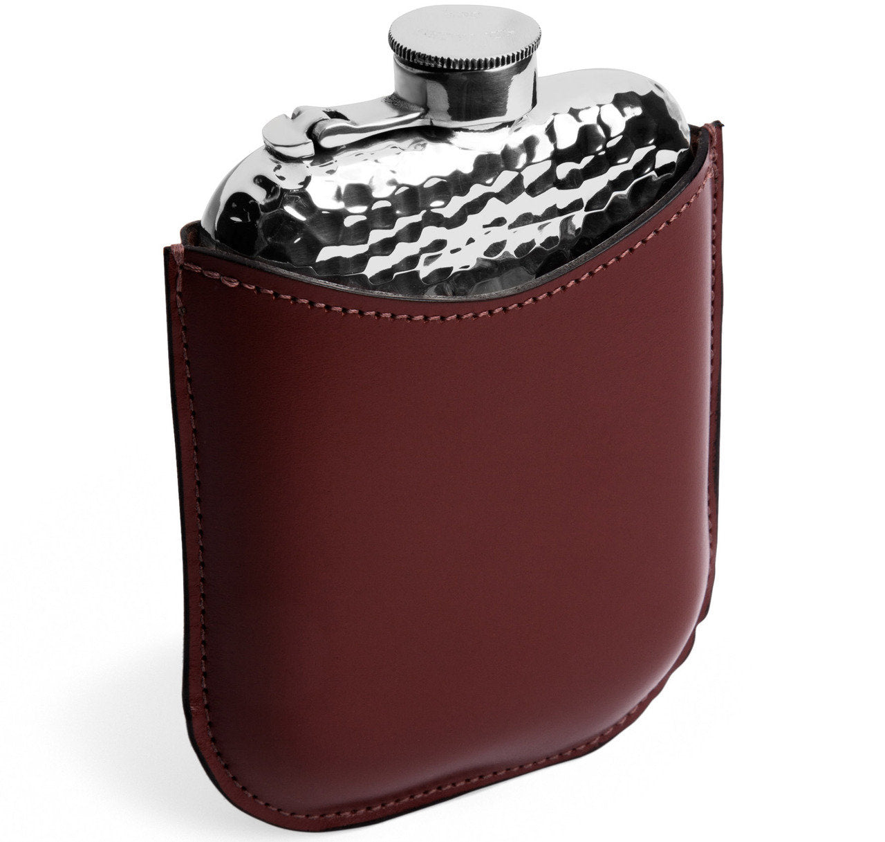 6oz Pewter Hammered Leather Encased Hip Flask