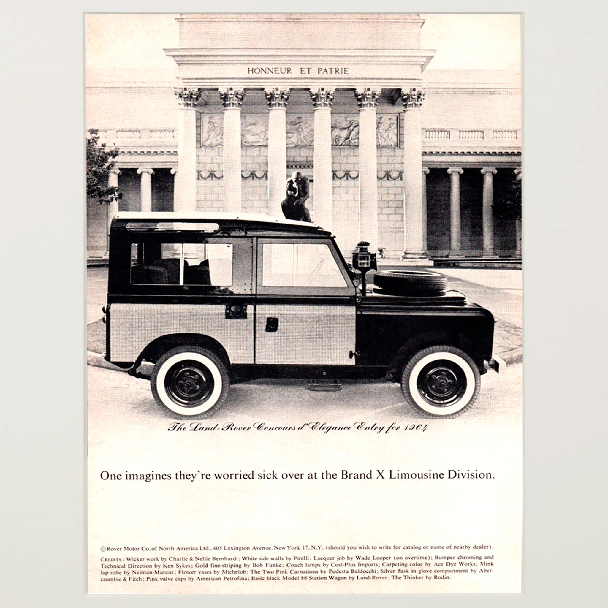 Framed Land Rover Defender Concours d'Elegance 1964 Ad