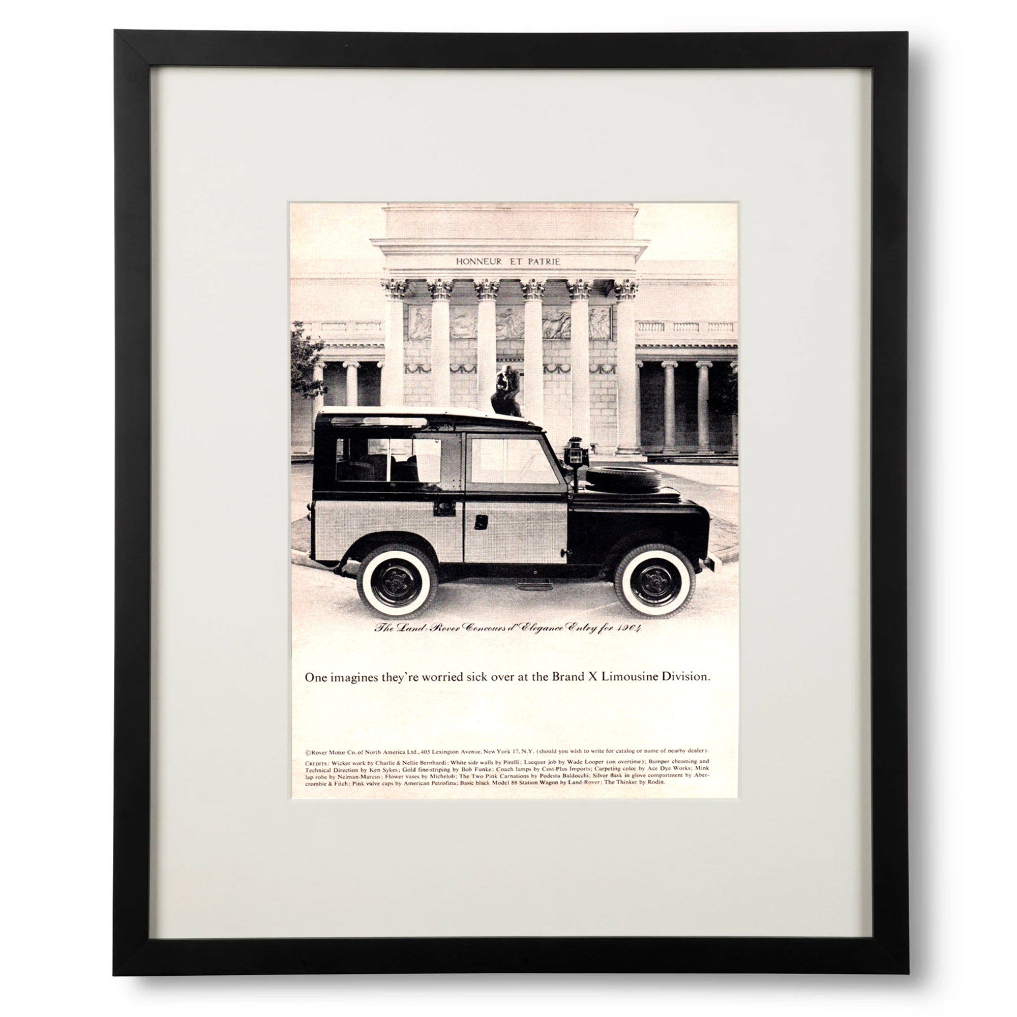 Framed Land Rover Defender Concours d'Elegance 1964 Ad