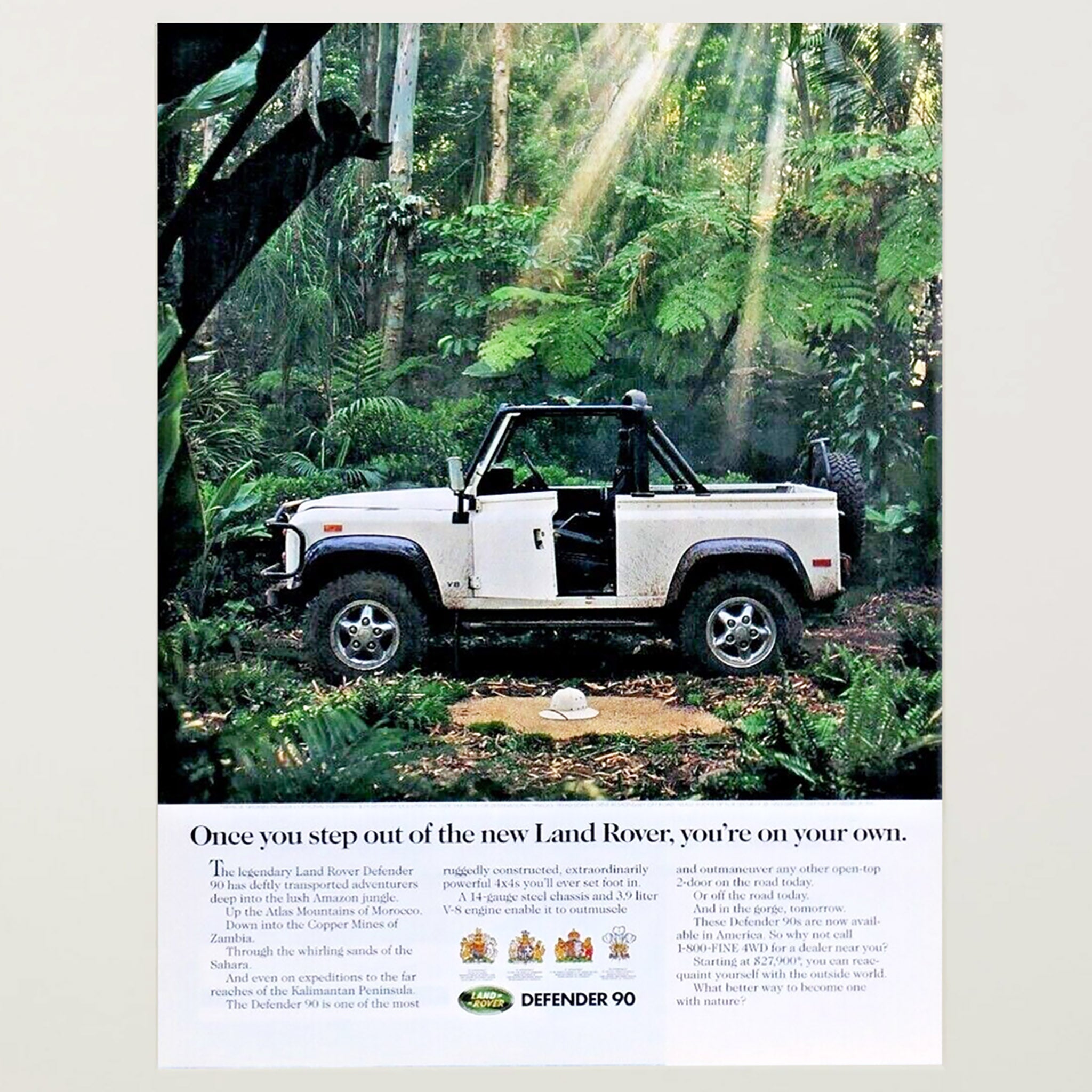 Vintage Land Rover Step Out of a New Defender Advertisement