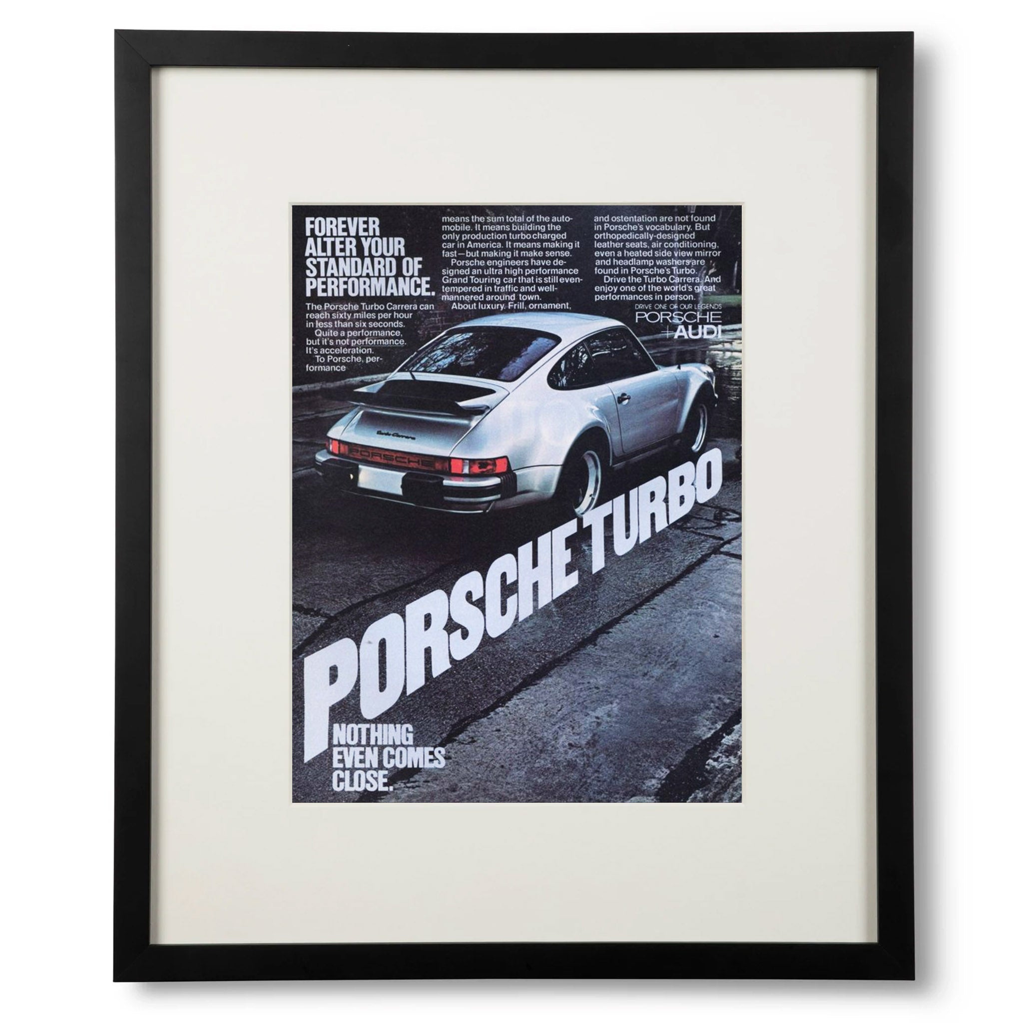 Framed Porsche Turbo Carrera Nothing Comes Close Ad