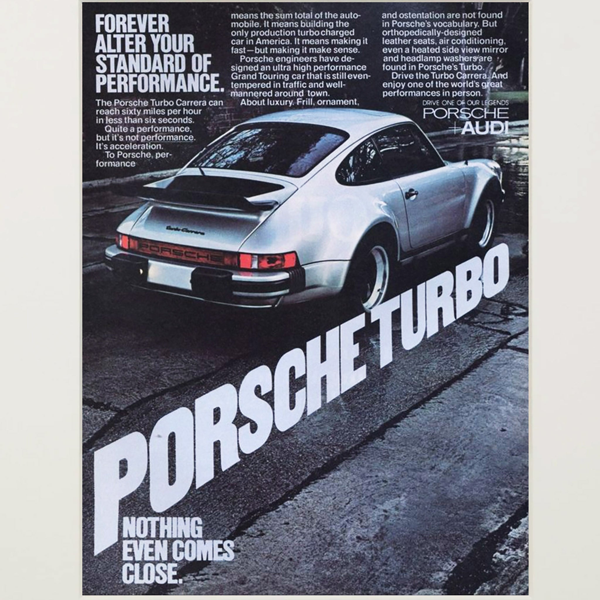 Framed Porsche Turbo Carrera Nothing Comes Close Ad