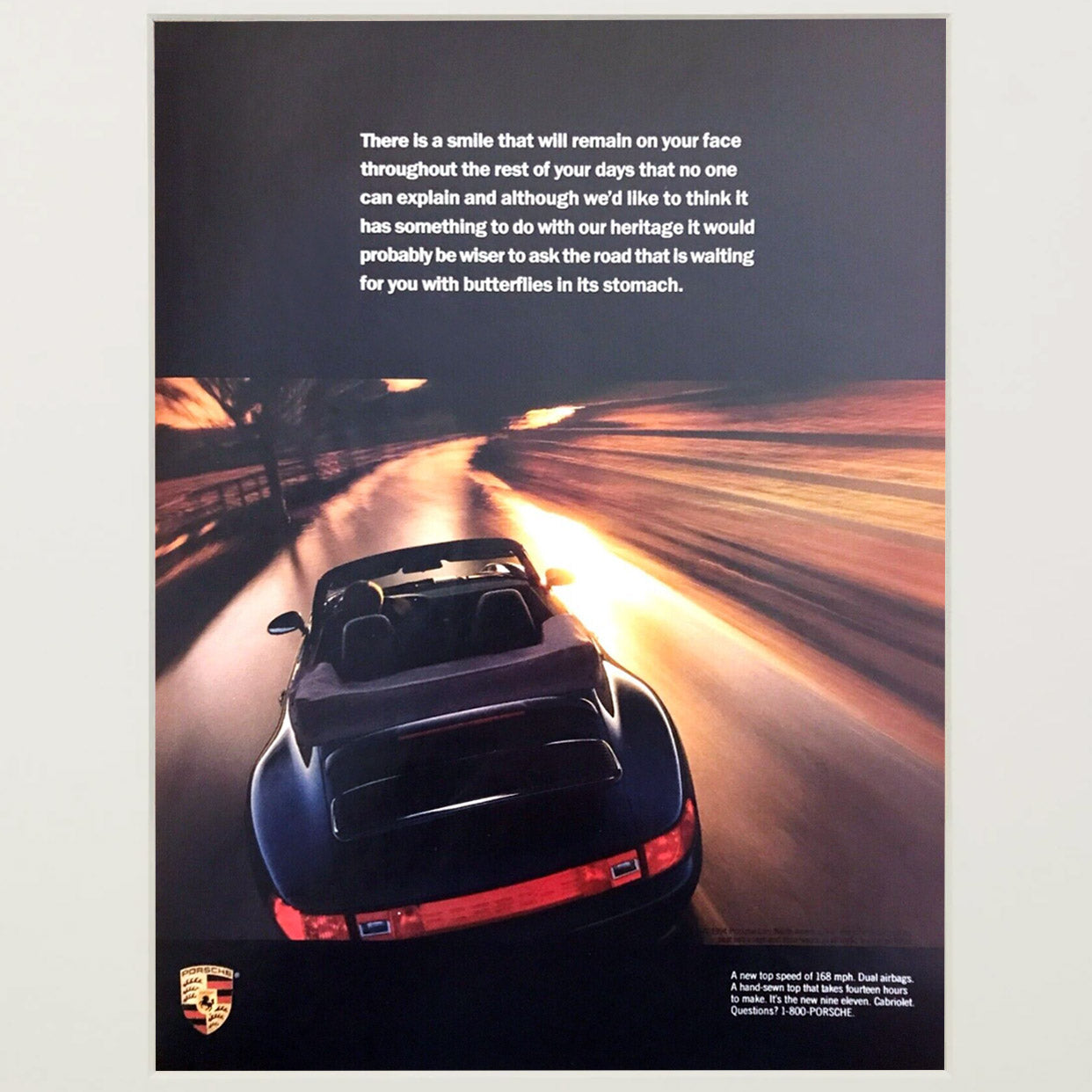 Framed Vintage Porsche 911 Cabriolet Advertisement